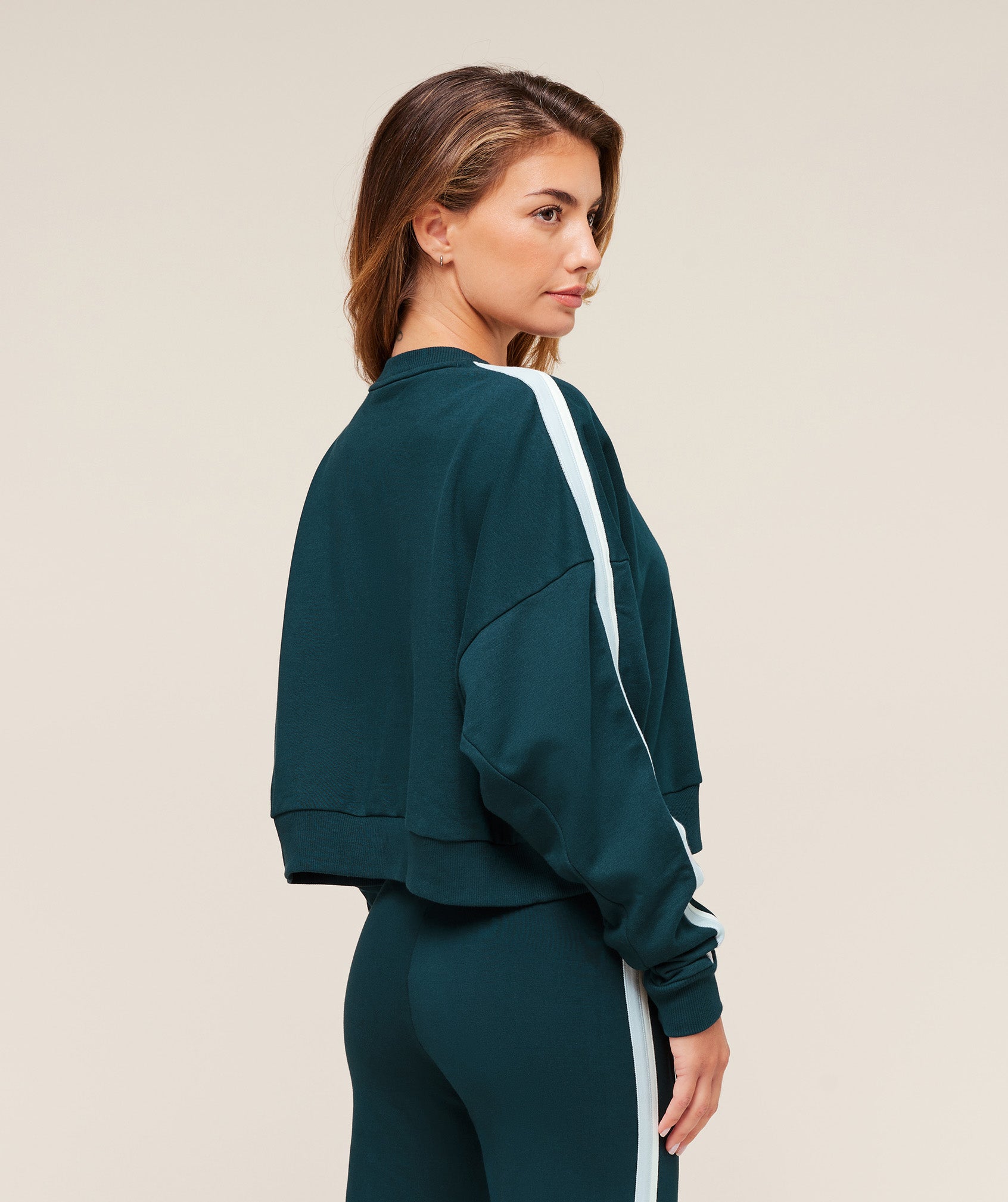 Gymshark Piping Midi Crew Neck - Deep Petrol Blue/Smoke Blue/Soft White