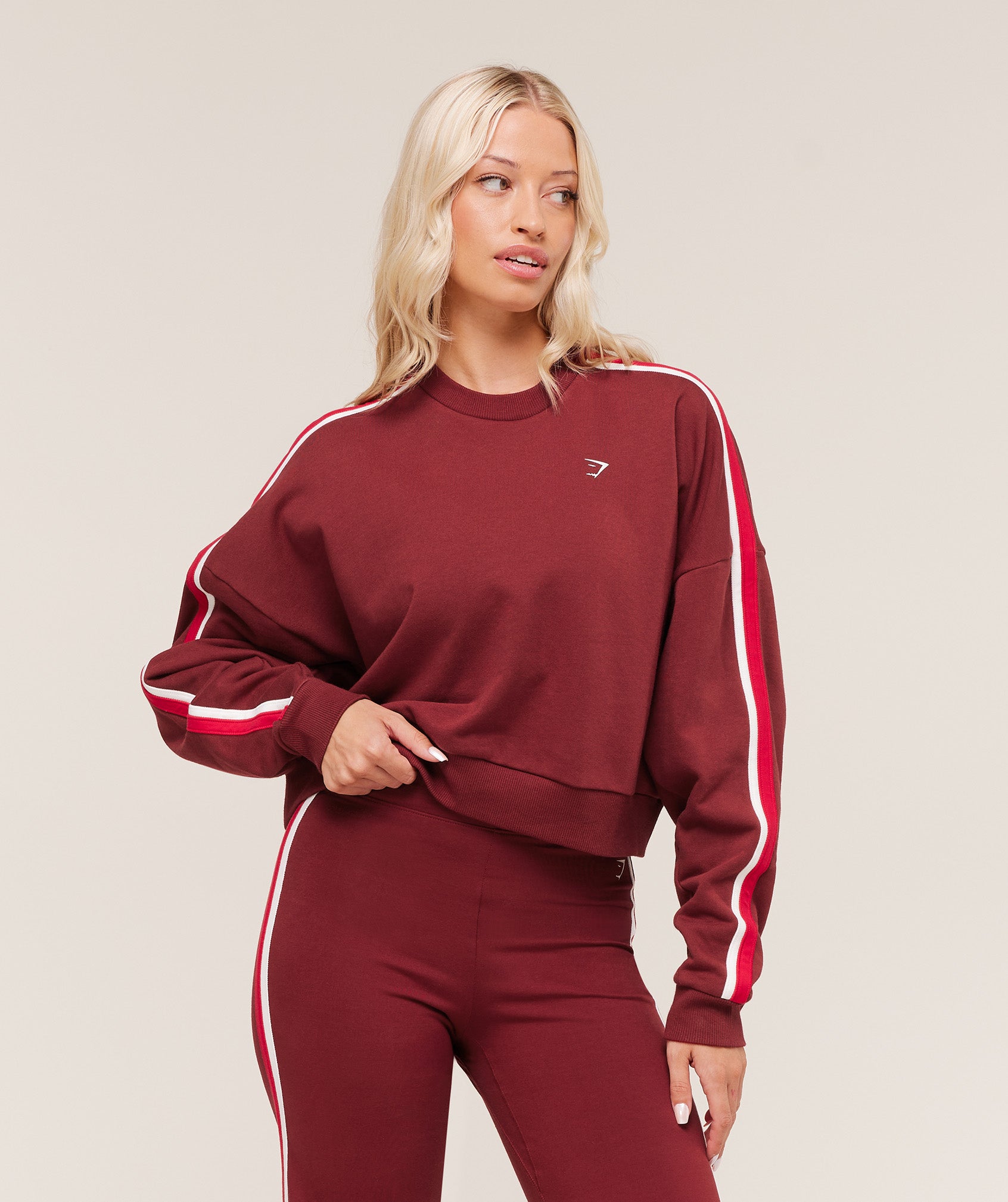 Gymshark Piping Midi Crew Neck - Sets Red/Carmine Red/Soft White