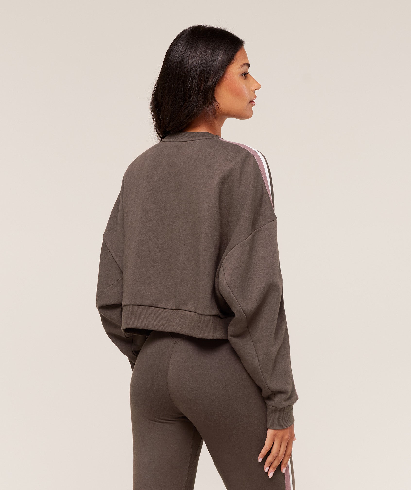 Gymshark Piping Midi Crew Neck - Walnut Brown/Chestnut Pink/Soft White