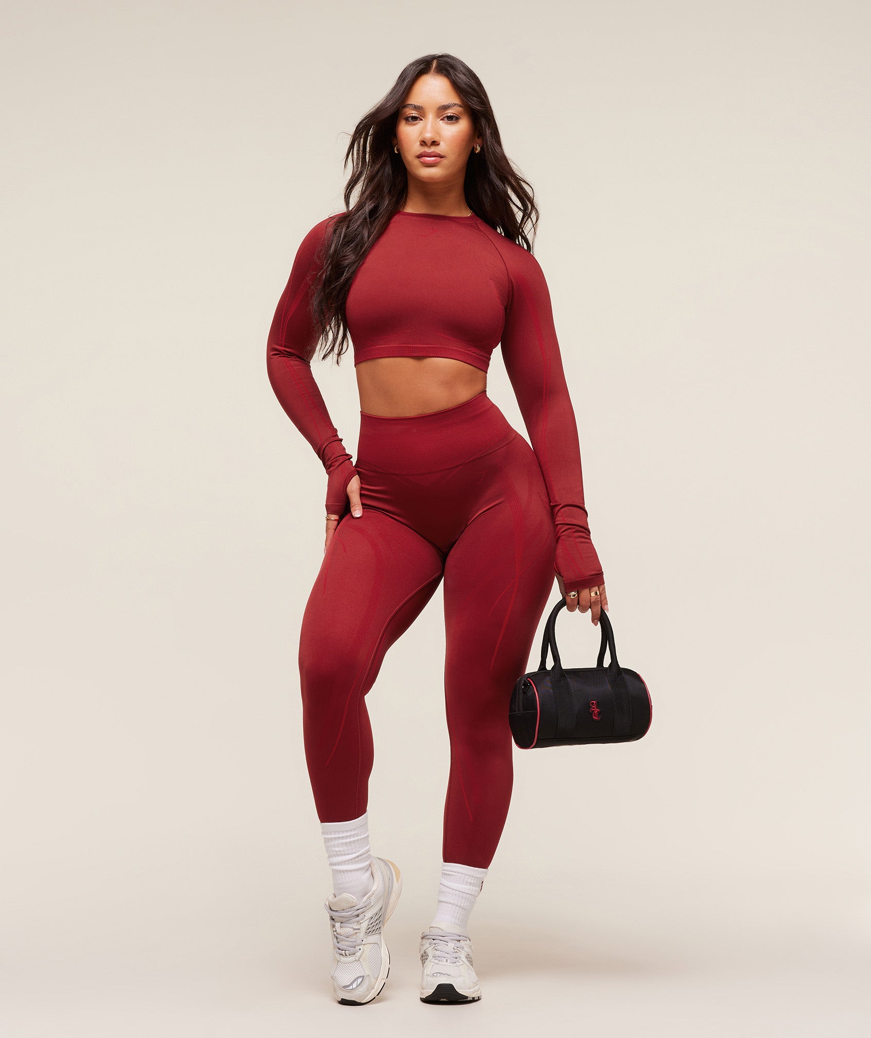 Gymshark x Analis Seamless Long Sleeve Crop Top - Reps Red/Carmine Red