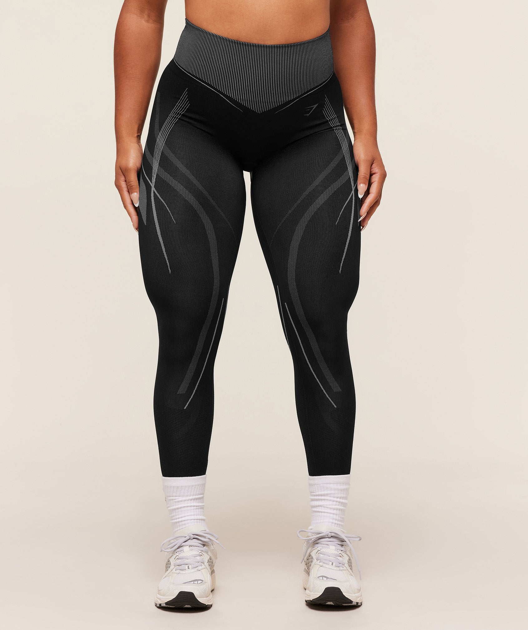 Gymshark x Analis Seamless Leggings - Black/Silver Grey