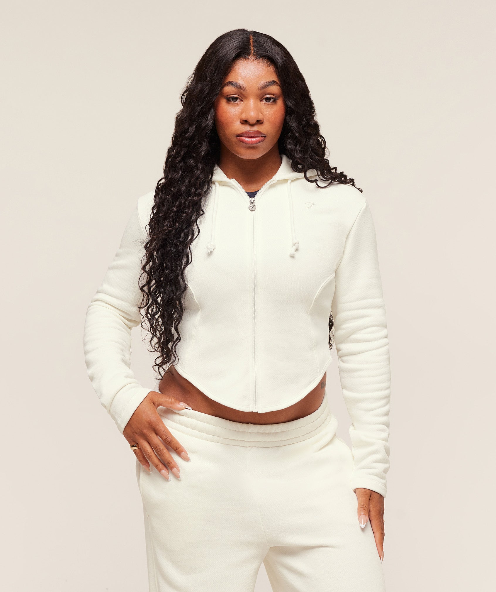 Gymshark x Analis Zip Up Hoodie - Soft White