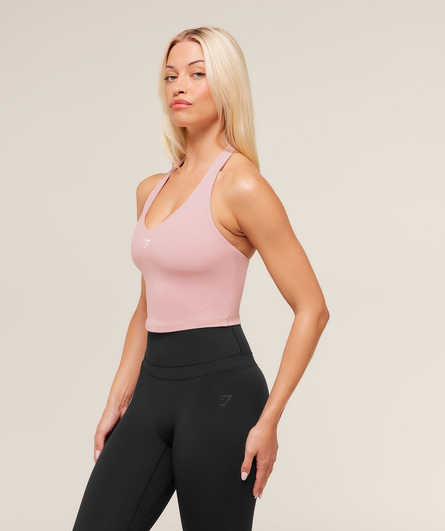 Gymshark Halter Neck Cami with Shelf - Cloud Pink