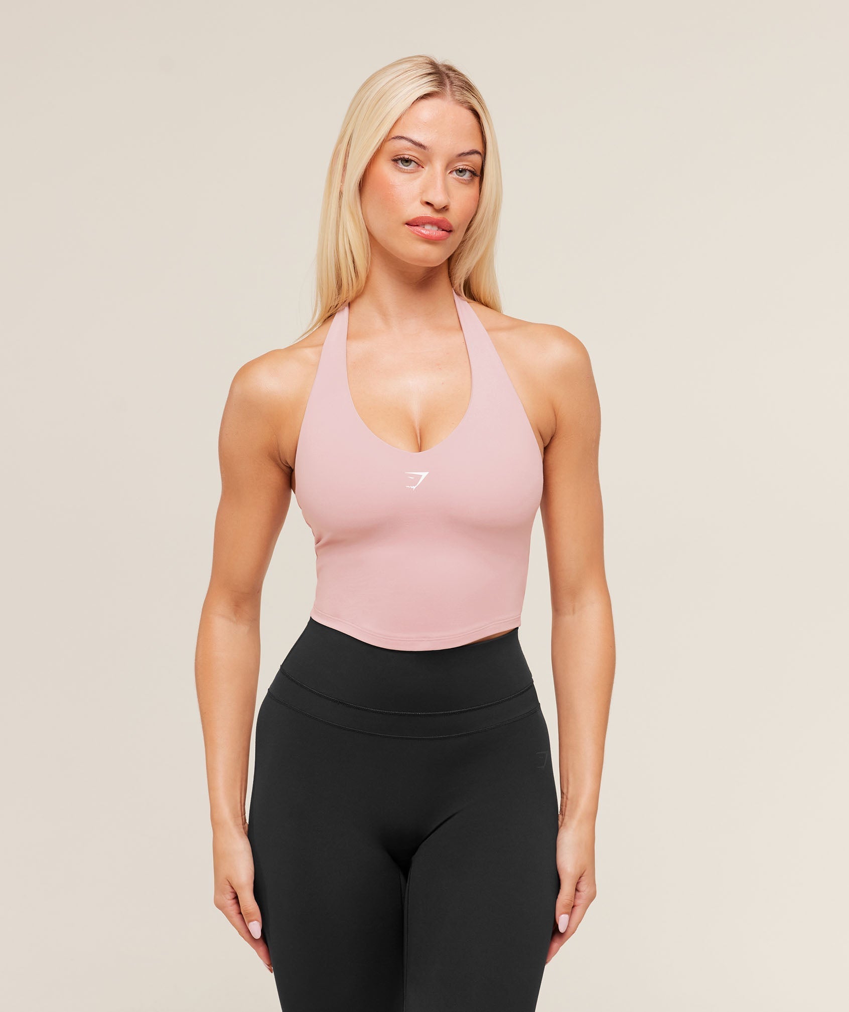 Gymshark Halter Neck Cami with Shelf - Cloud Pink