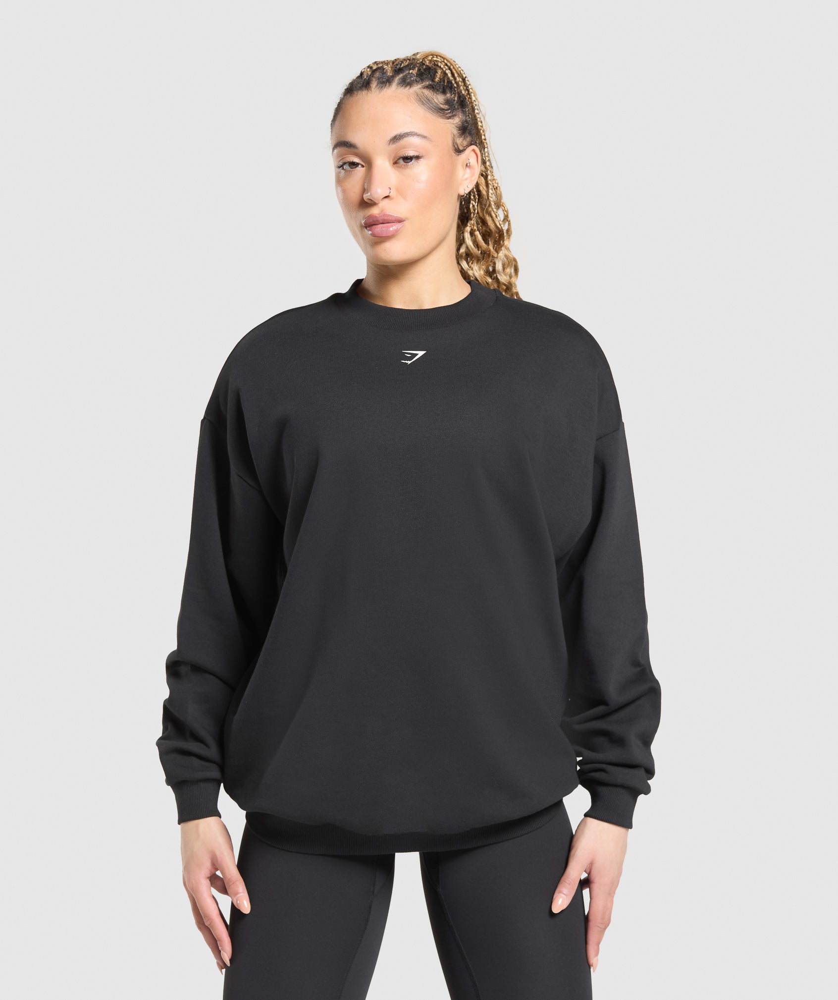 Heavy Duty Graphic Oversized Pullover - Black