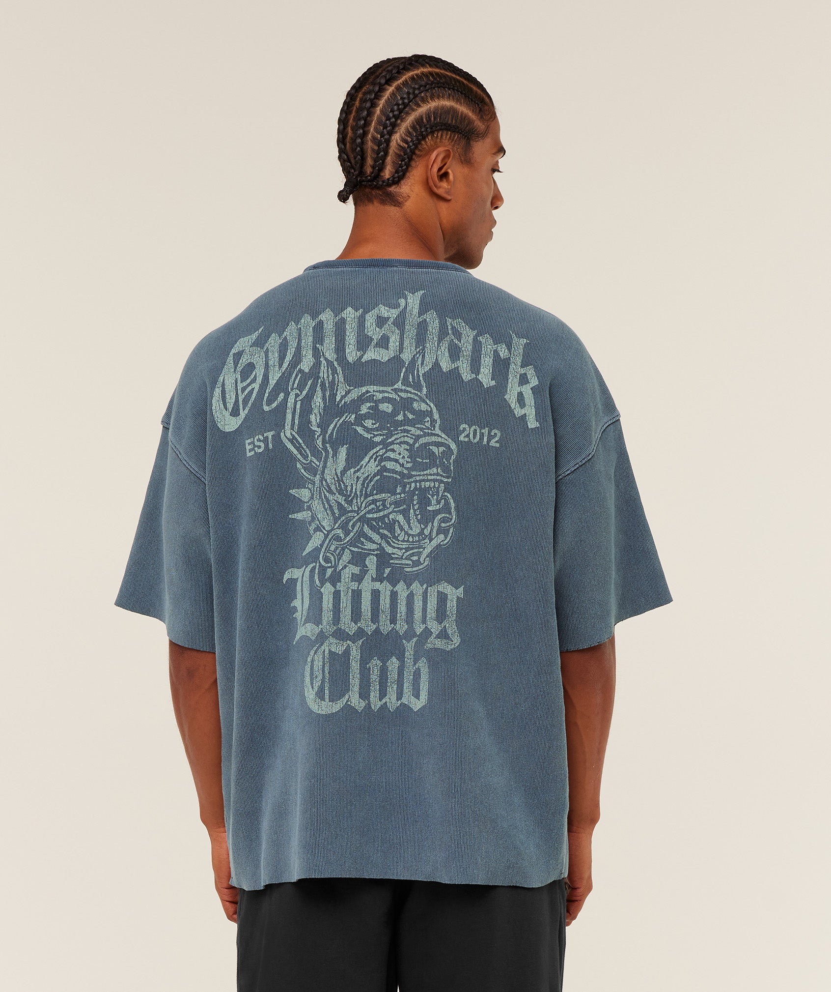 Gymshark Heavyweight Textured Graphic T-Shirt - Heavy Blue