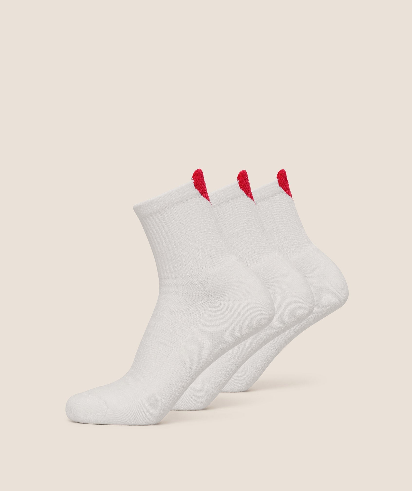 Gymshark Heart Graphic Midi Socks 3pk - GS White