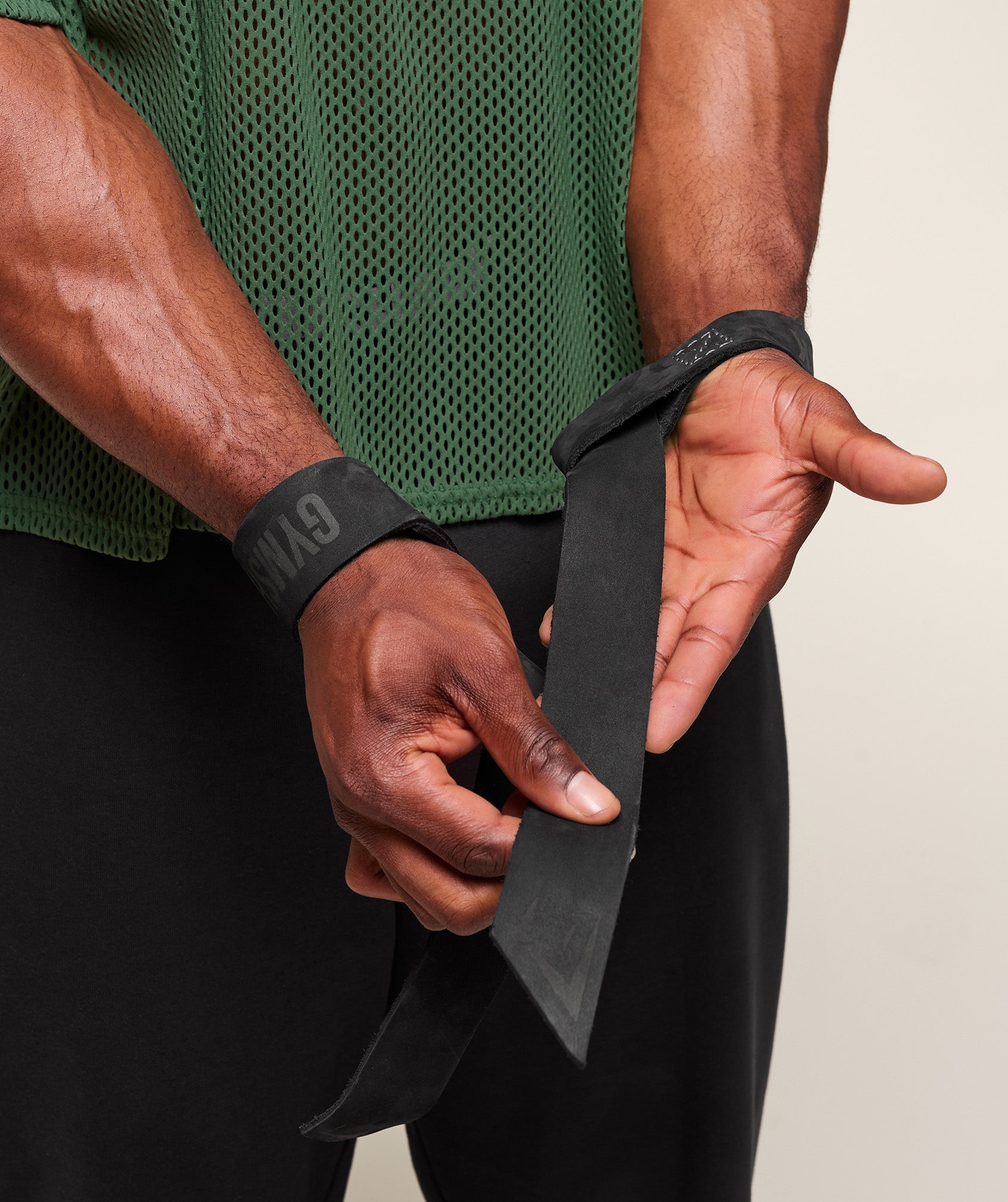 Gymshark Leather Lifting Straps - Asphalt Grey