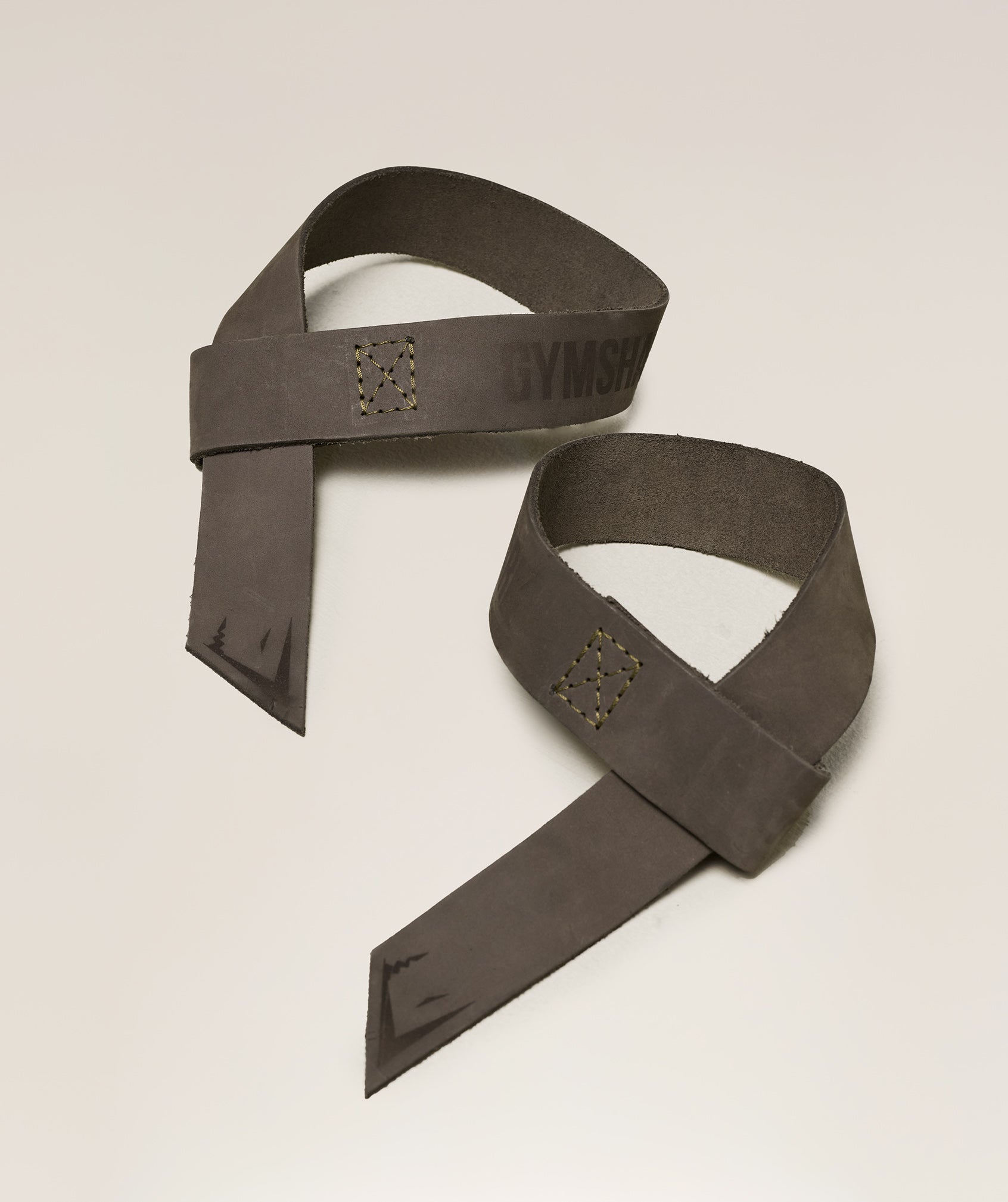Gymshark Leather Lifting Straps - Camo Brown