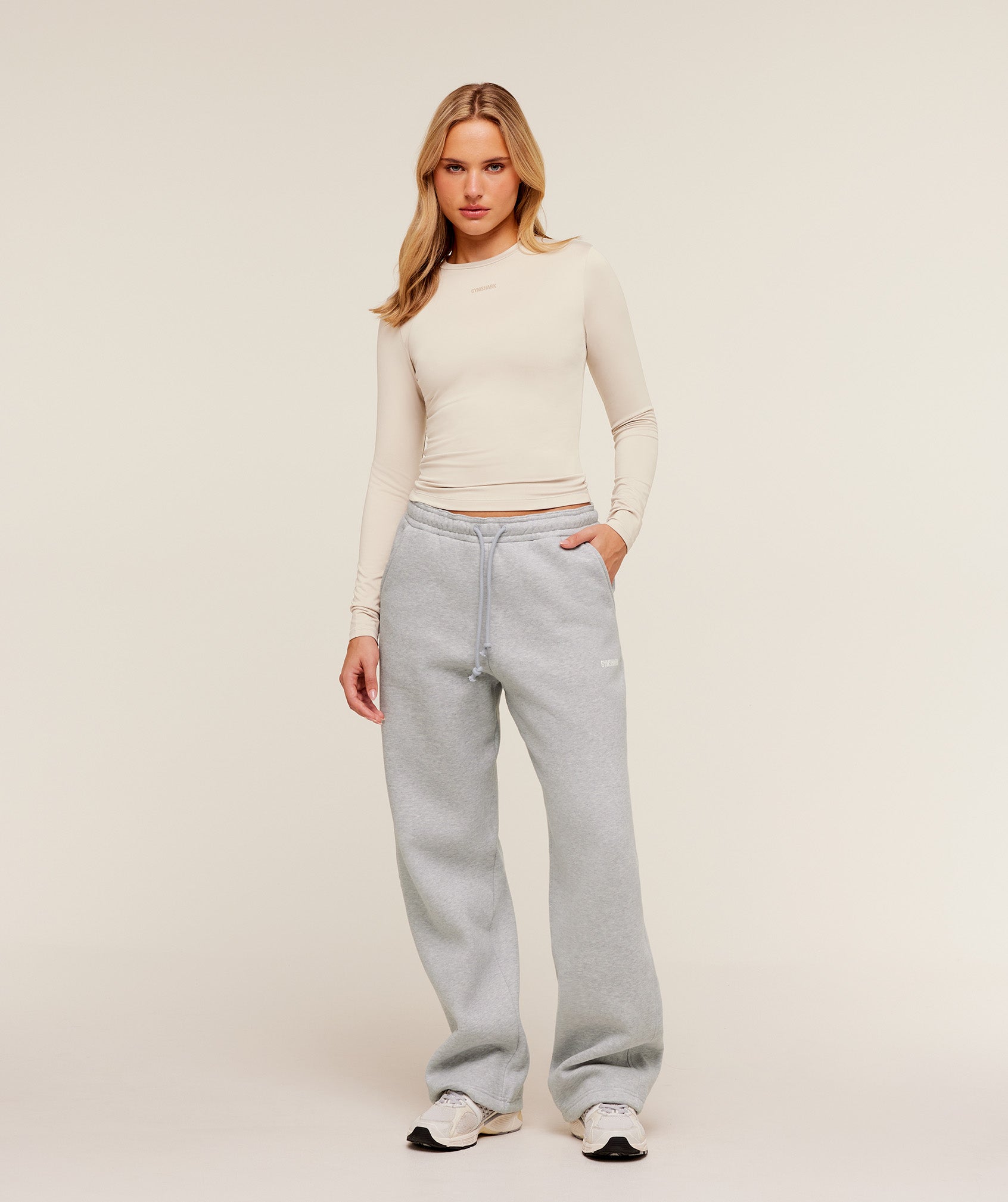 Gymshark Lifestyle Long Sleeve Top - Pebble Grey