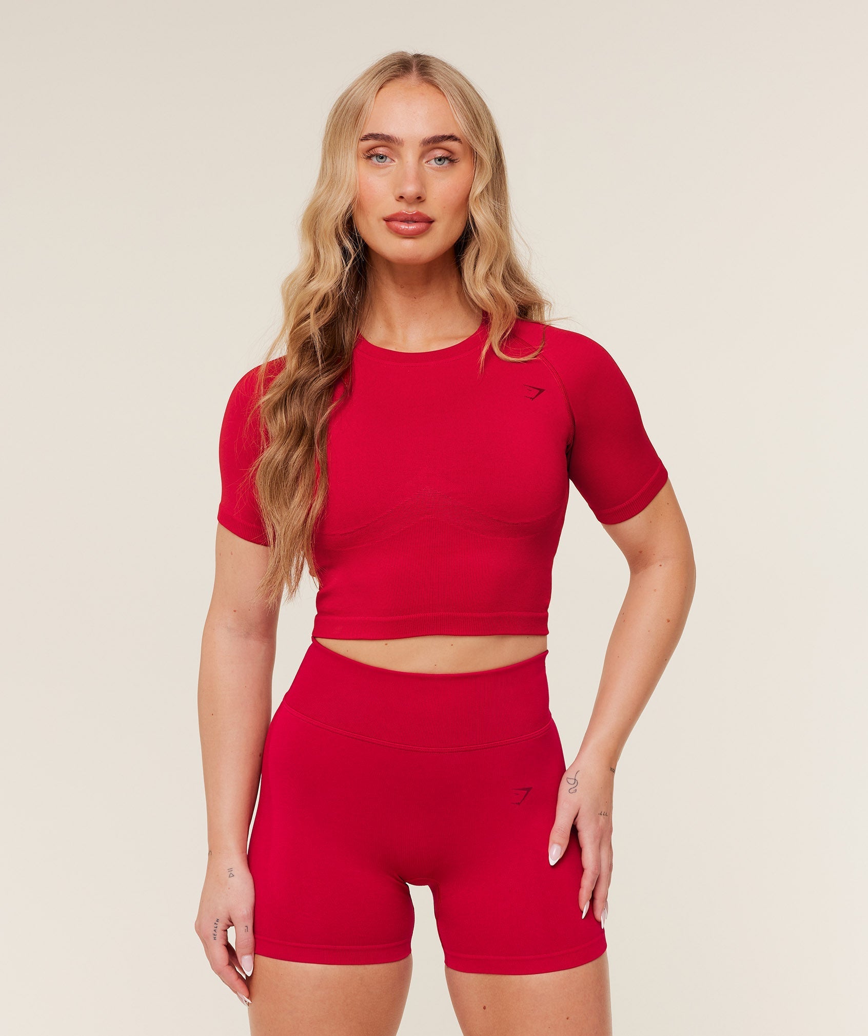 Gymshark Lift Seamless Short Sleeve Top - Carmine Red