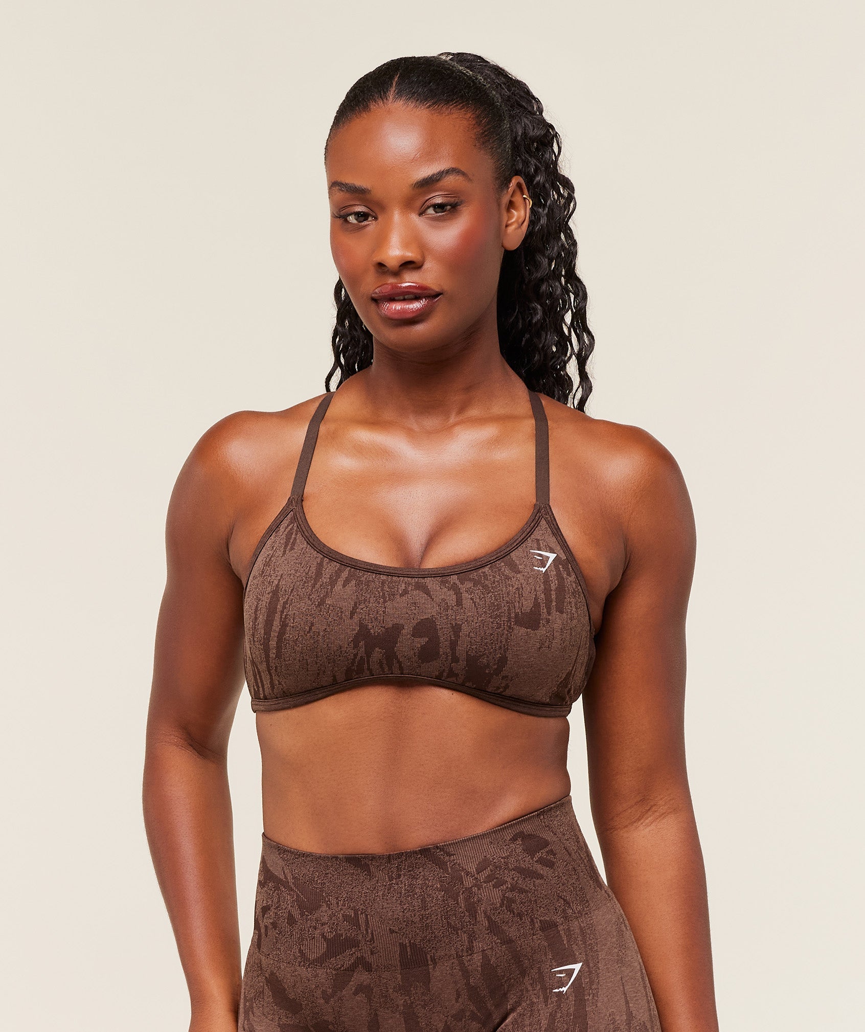 Gymshark Adapt Camo Cross Back Sports Bra - Archive Brown/Soft Brown