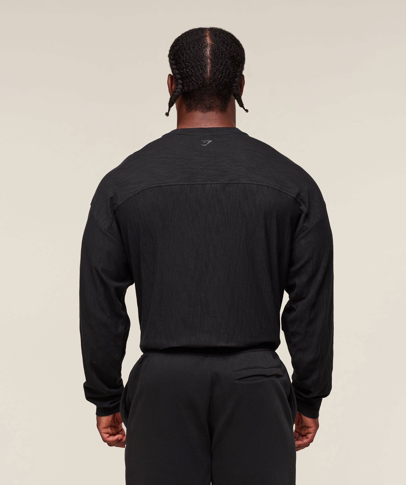 Gymshark Lightweight Slub Textured Lifting Authenticator OS LS T-shirt - Black