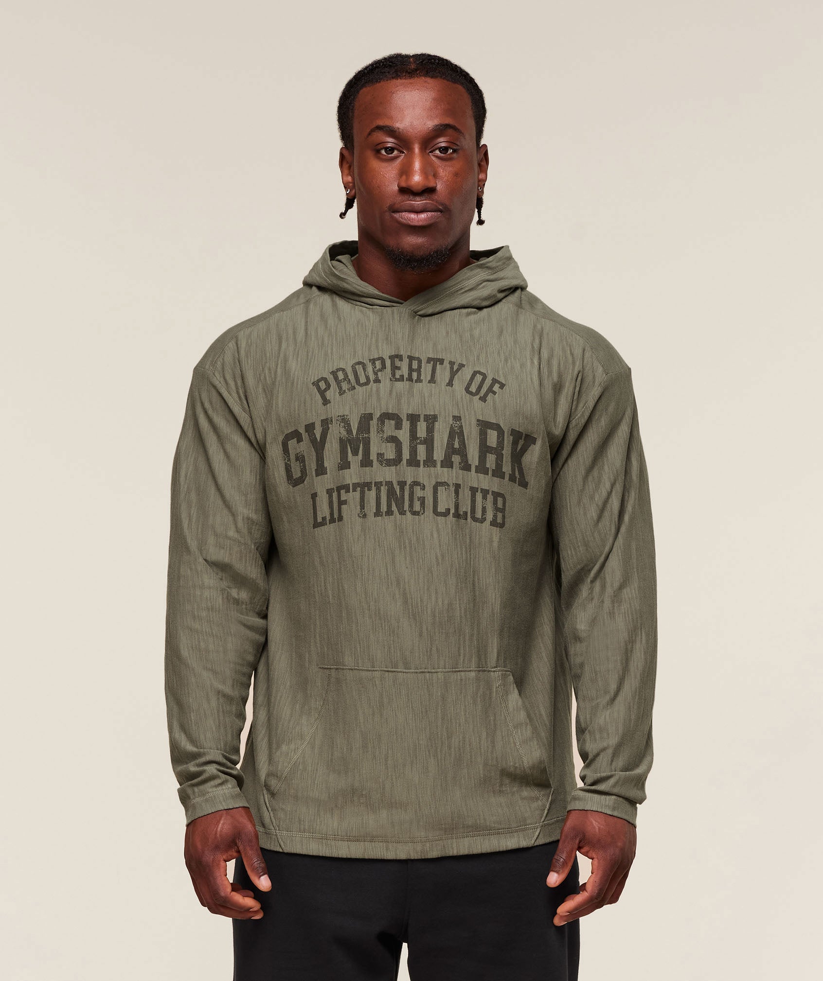 Gymshark Lightweight Slub Textured Hoodie - Utility Green