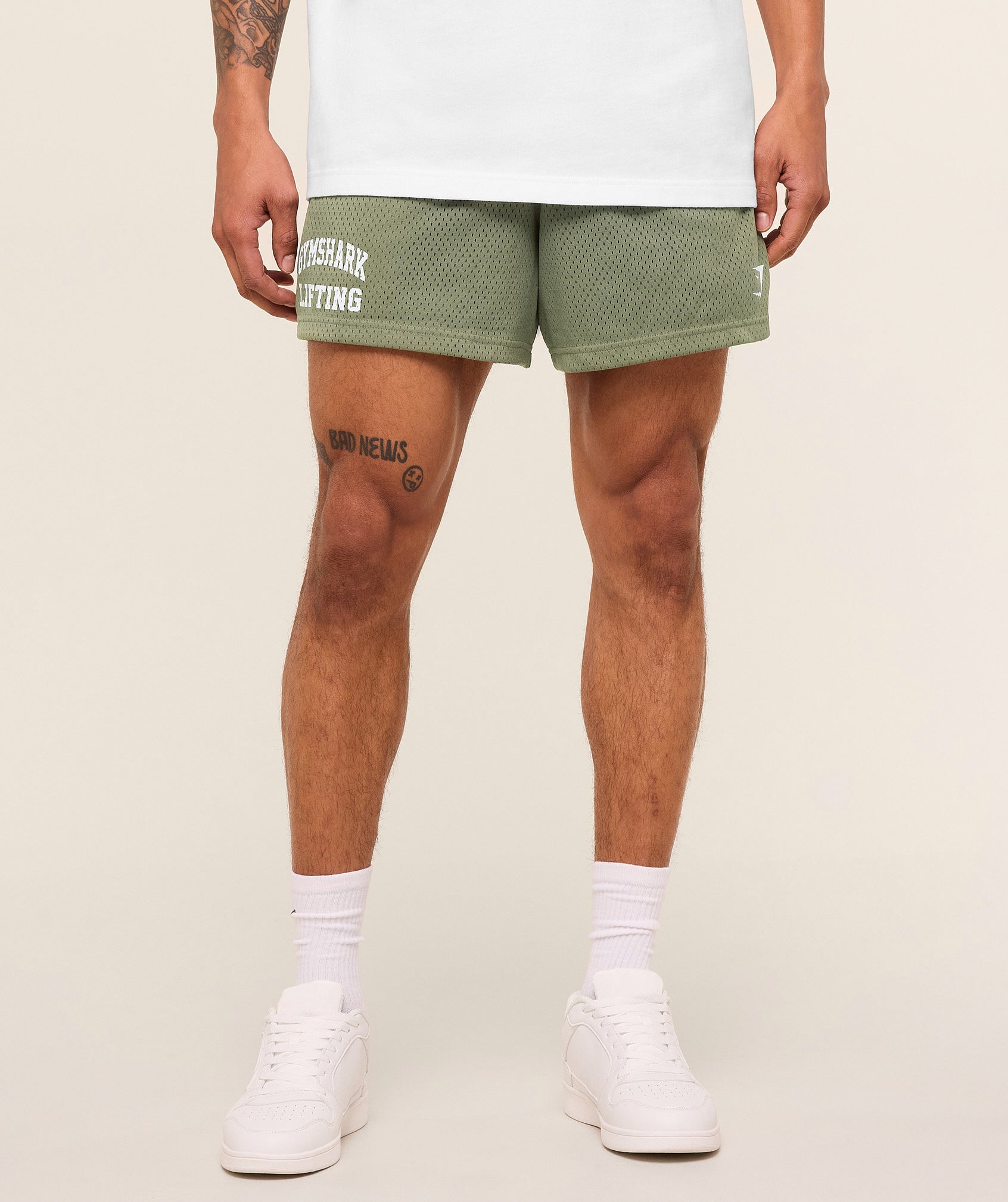Gymshark Lifting Mesh 5" Shorts - Base Green