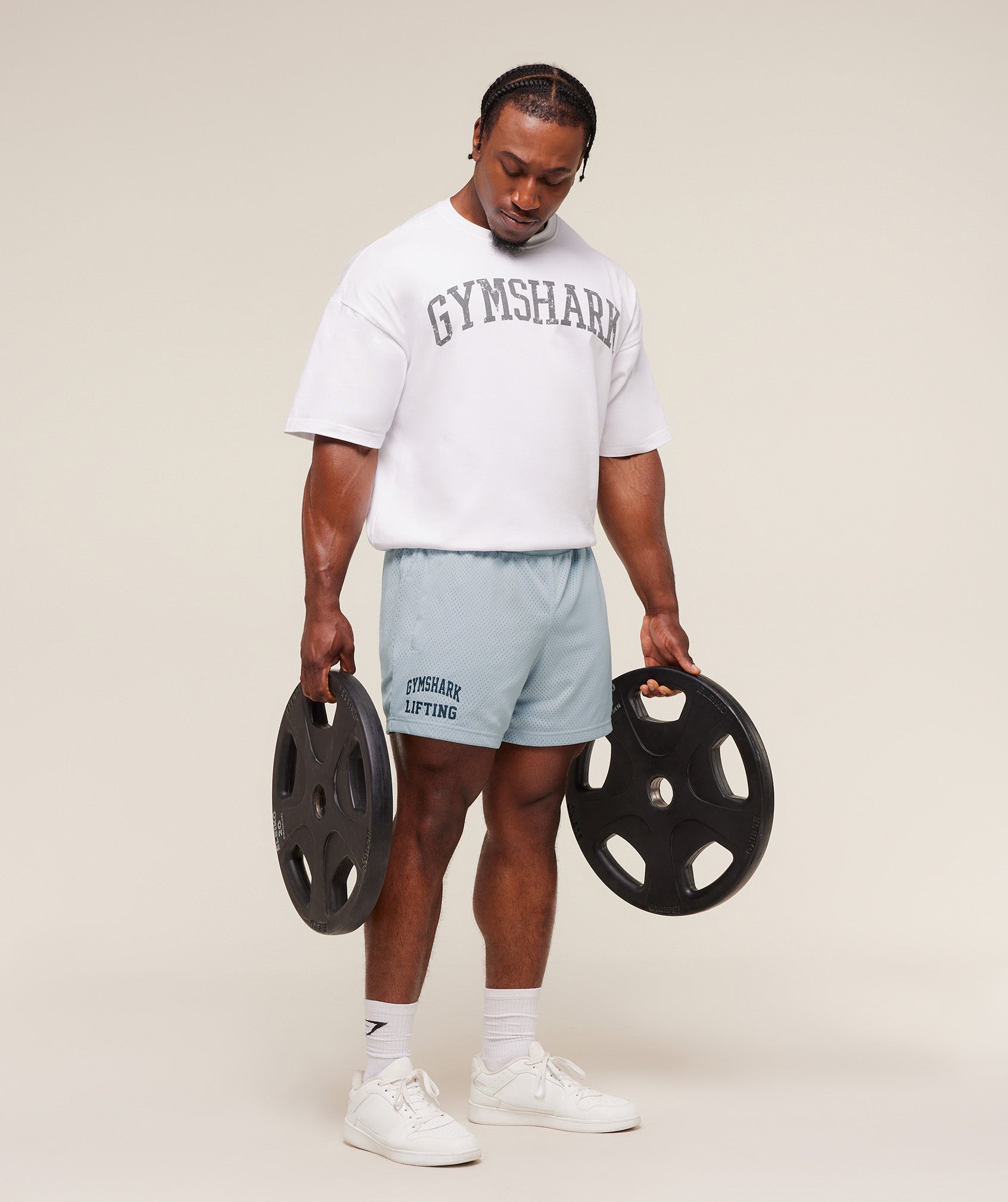 Gymshark Lifting Mesh 5" Shorts - Smoke Blue