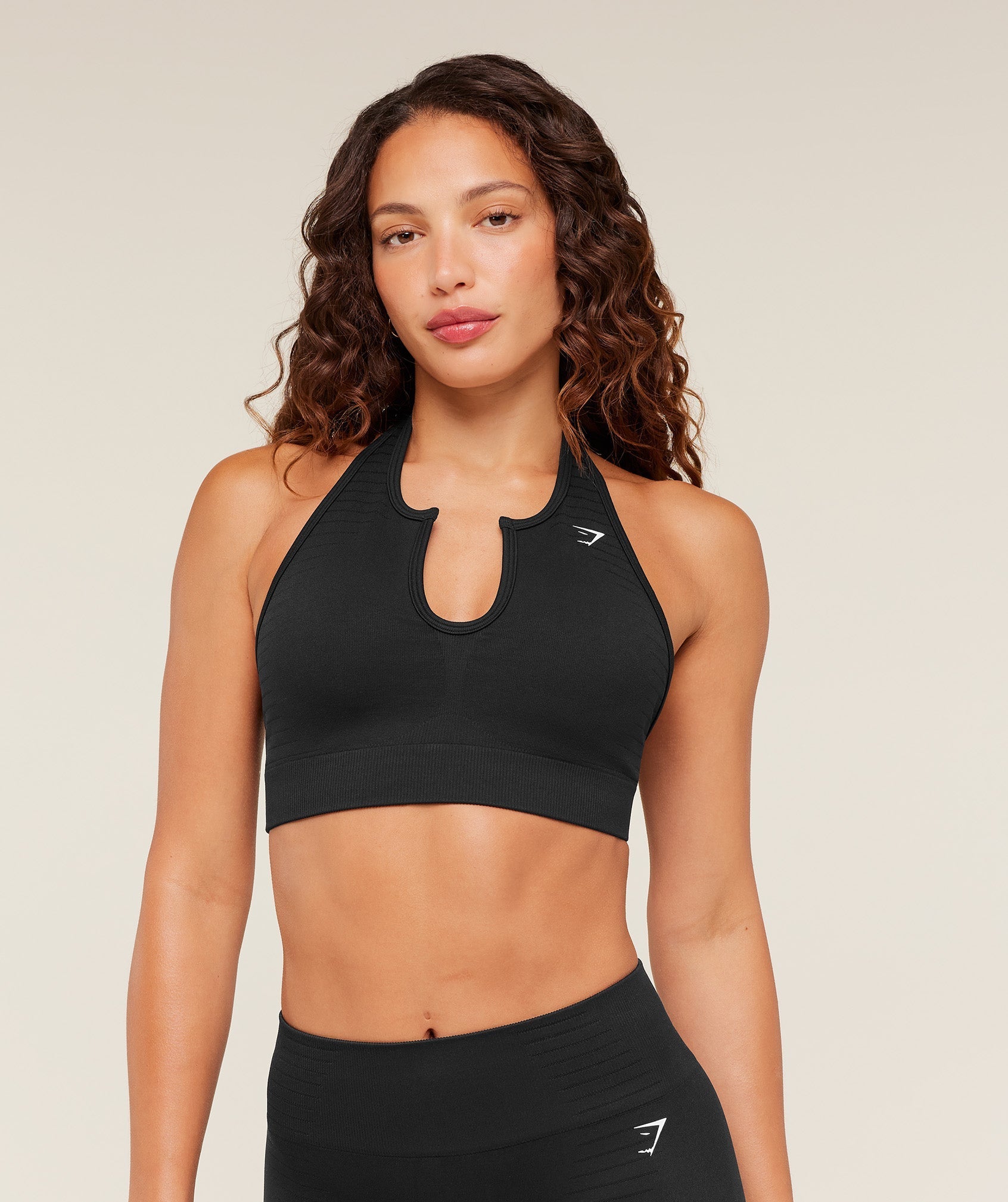 Gymshark Steel Seamless Halter Neck Bra - GS Black