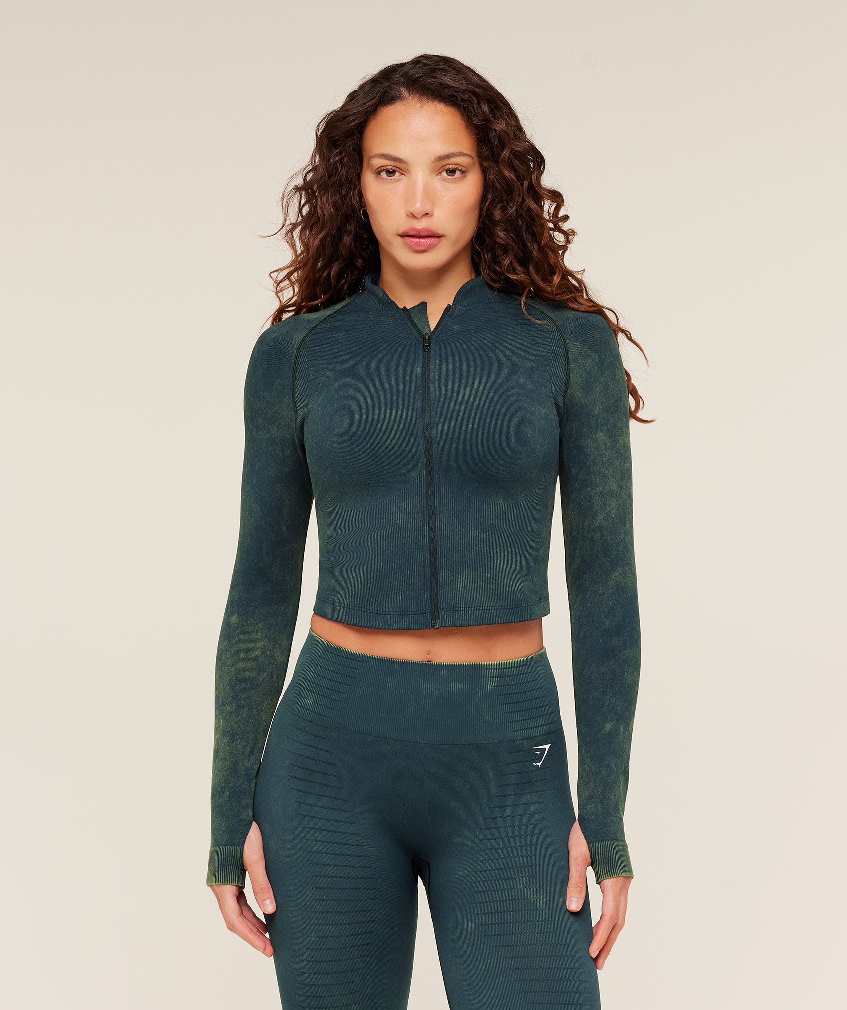 Gymshark Steel Seamless Zip Up Top - Deep Petrol Blue