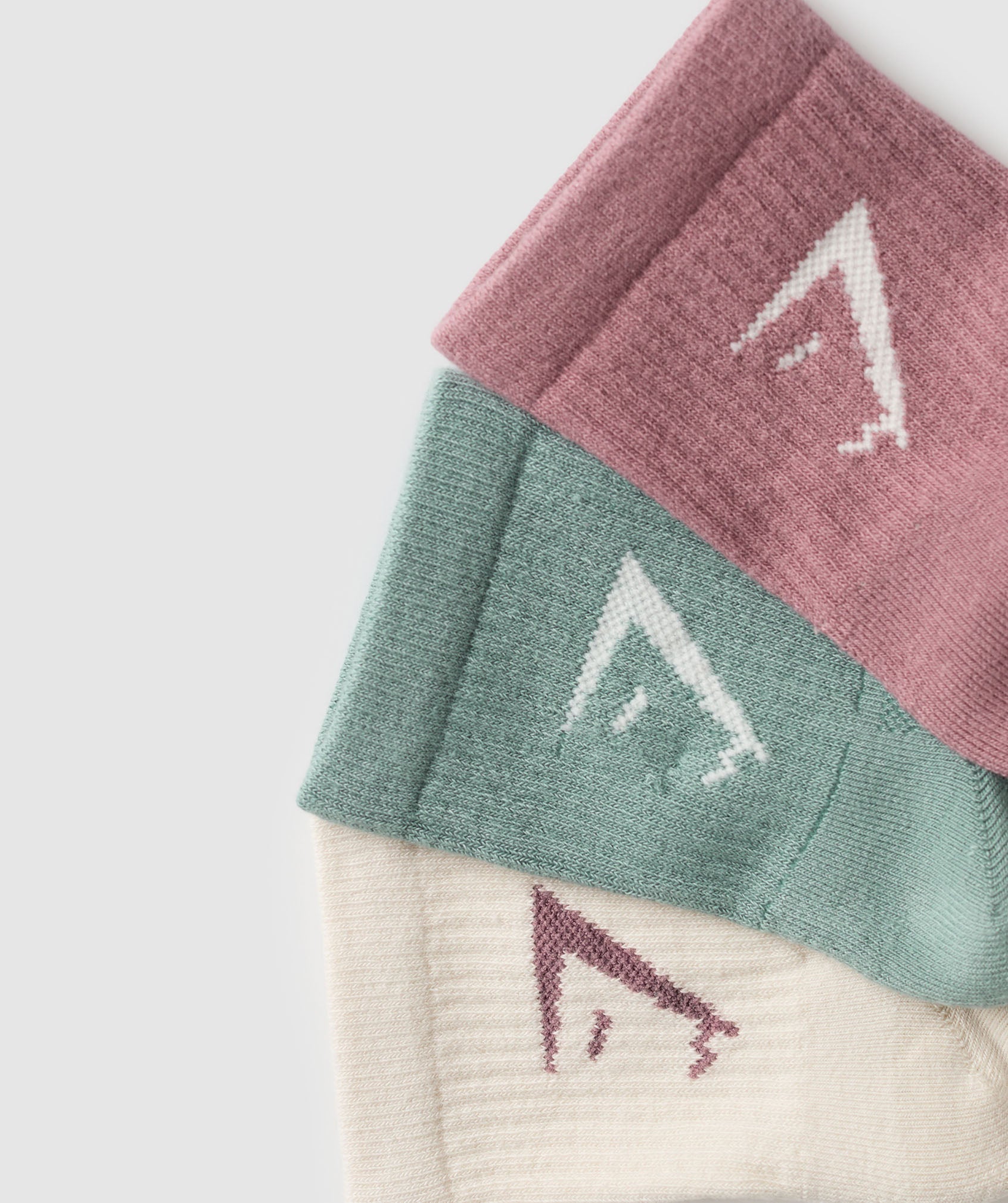 Gymshark Midi 3pk Socks - Calm Pink/Celeste Blue/Oat White