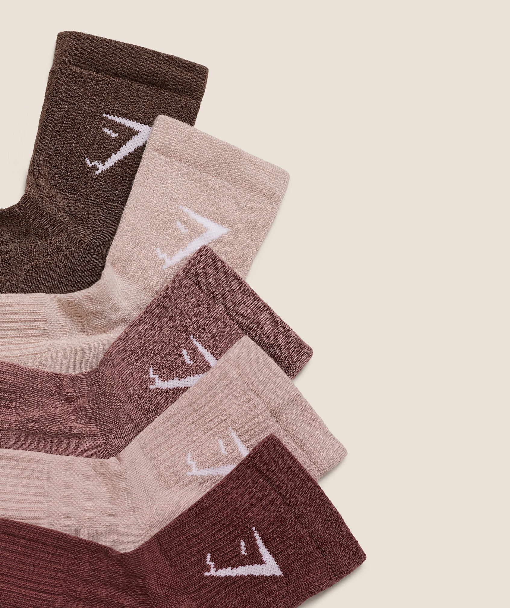 Gymshark Midi Socks 5pk - Burgundy Brown/Walnut Brown/Muted Pink/Chestnut Pink/Dusk Pink