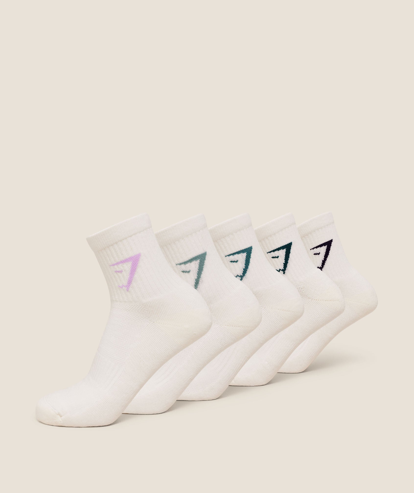 Gymshark Midi Socks 5pk - Midnight Purple/Warm Lilac/Weighted Teal/Vintage Teal/Muted Teal