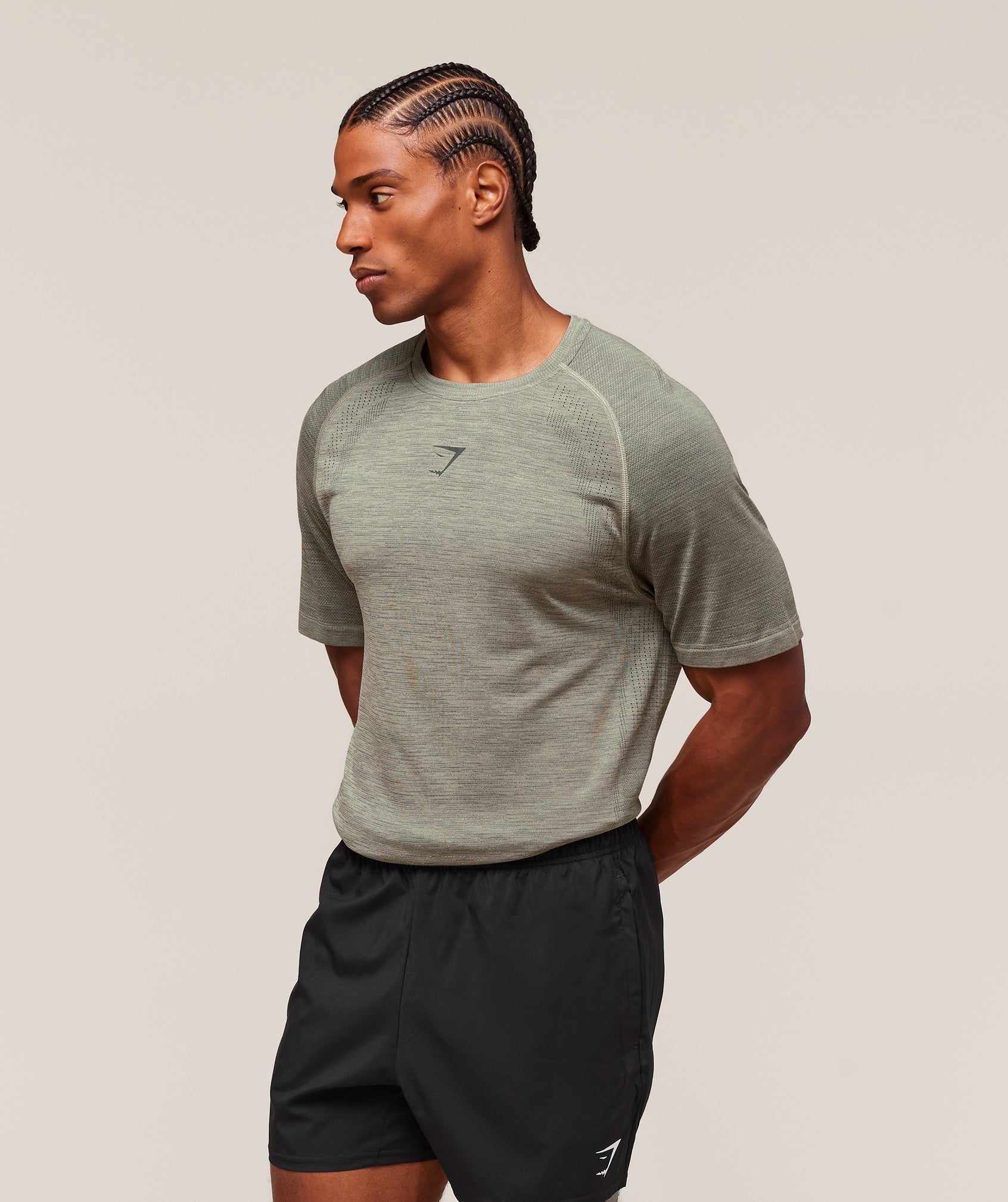 Gymshark Versatile Seamless T-Shirt - Chalk Green/Slate Teal