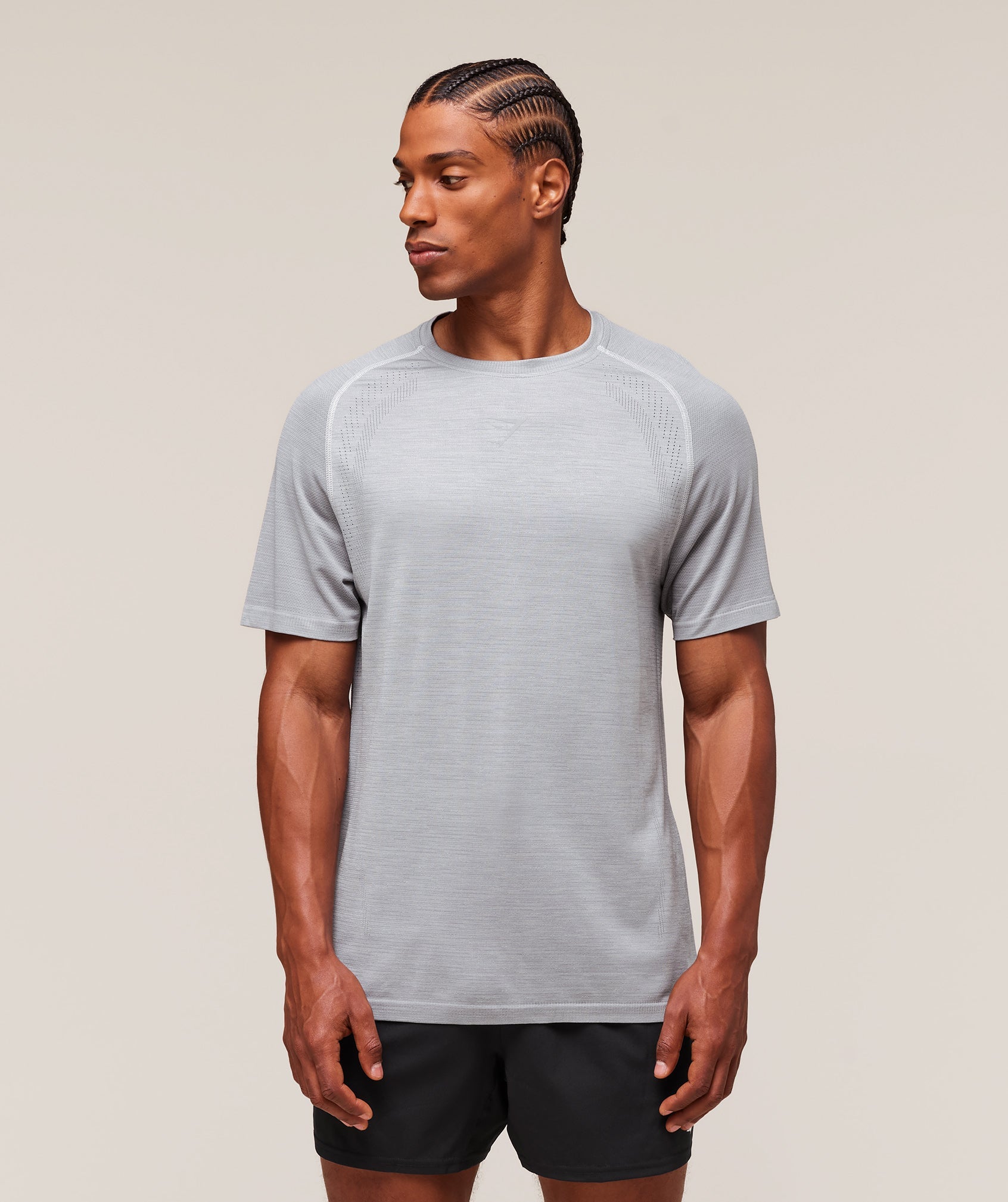Gymshark Versatile Seamless T-Shirt - Light Grey/Smokey Grey