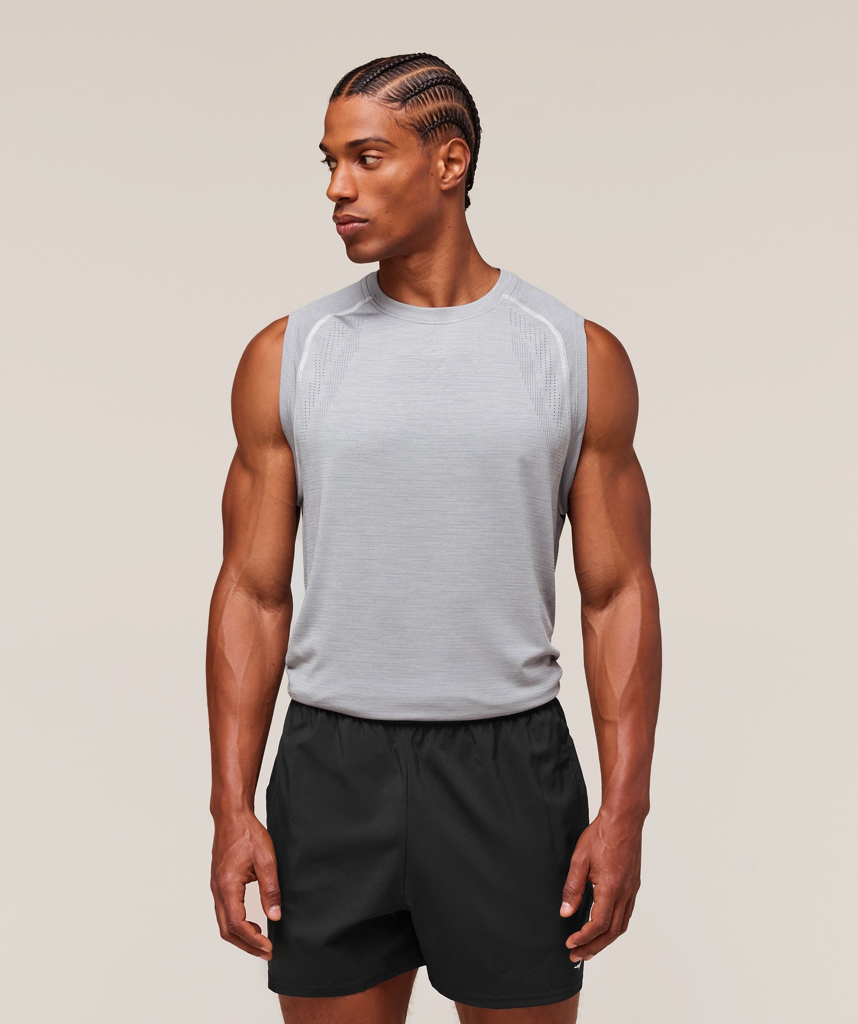 Gymshark Versatile Seamless Tank - Light Grey/Smokey Grey