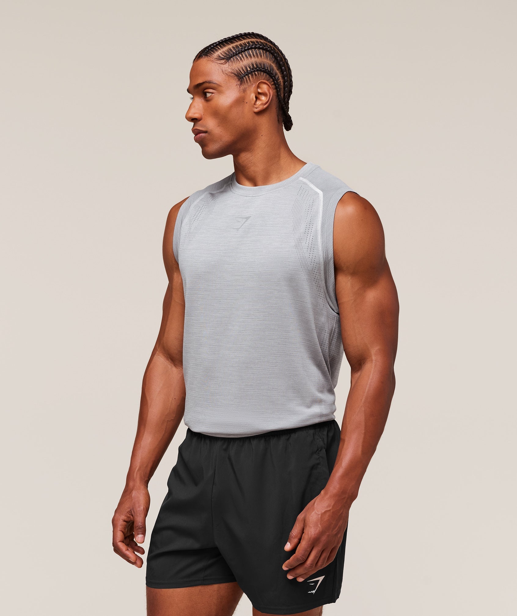 Gymshark Versatile Seamless Tank - Light Grey/Smokey Grey