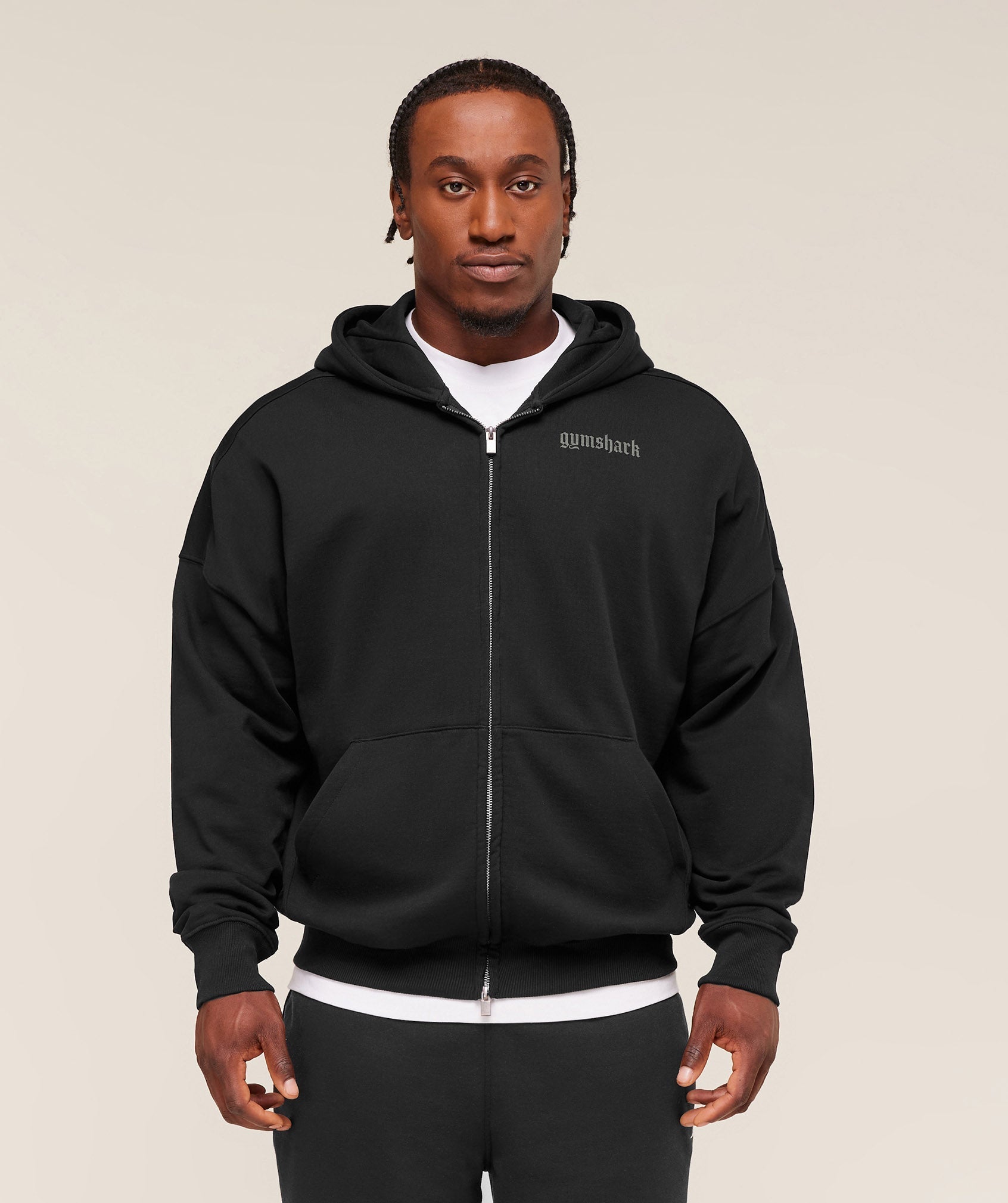Gymshark Olde English Zip Up Hoodie - Black