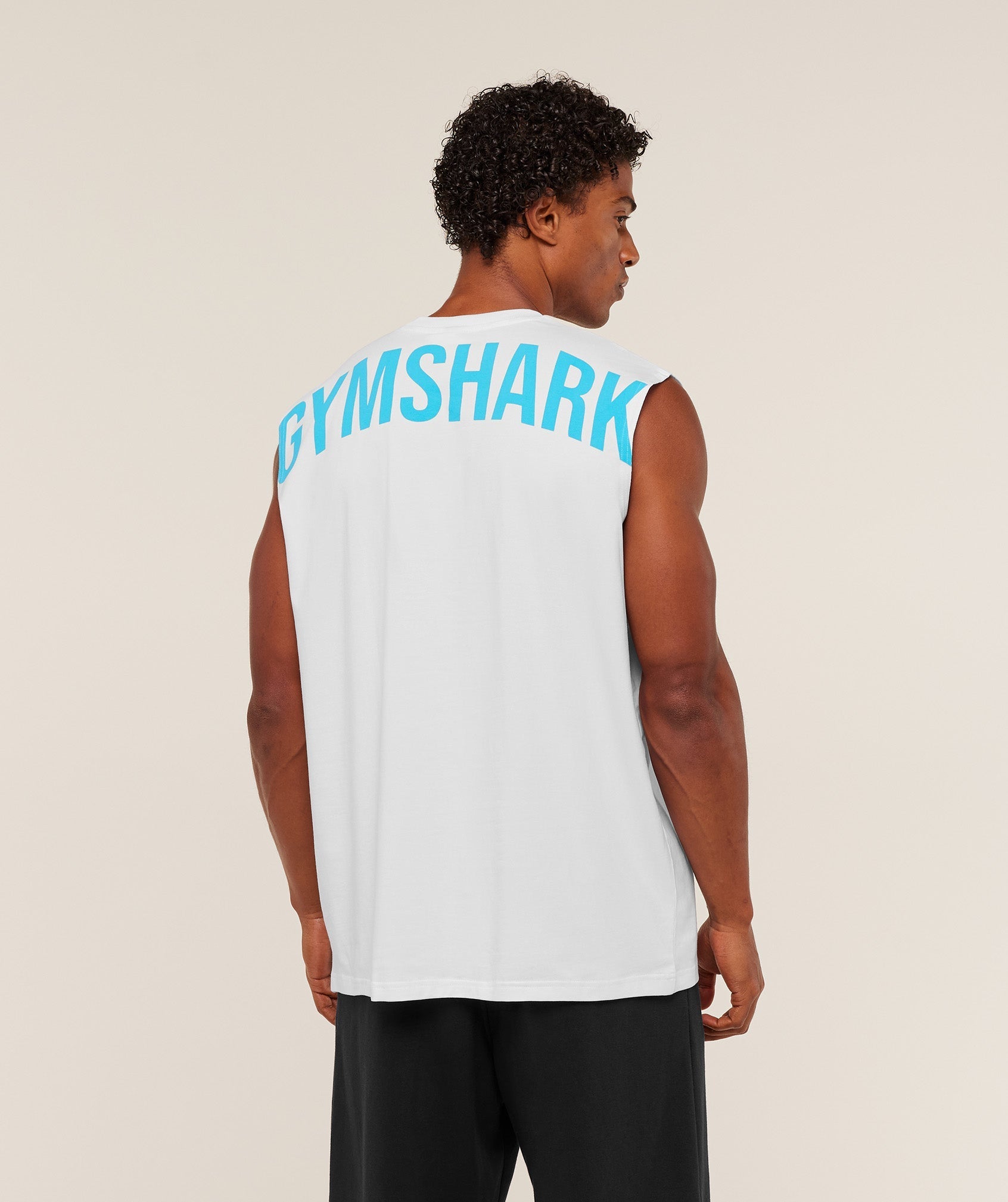 Gymshark Power Cut Off Tank - GS White/GS Brand Blue