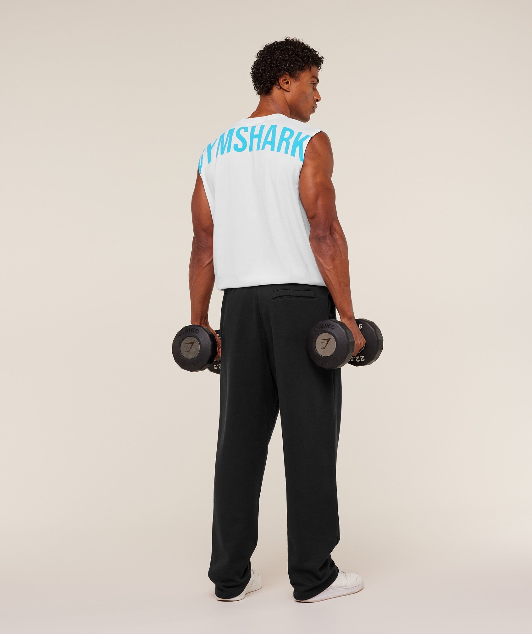 Gymshark Power Cut Off Tank - GS White/GS Brand Blue