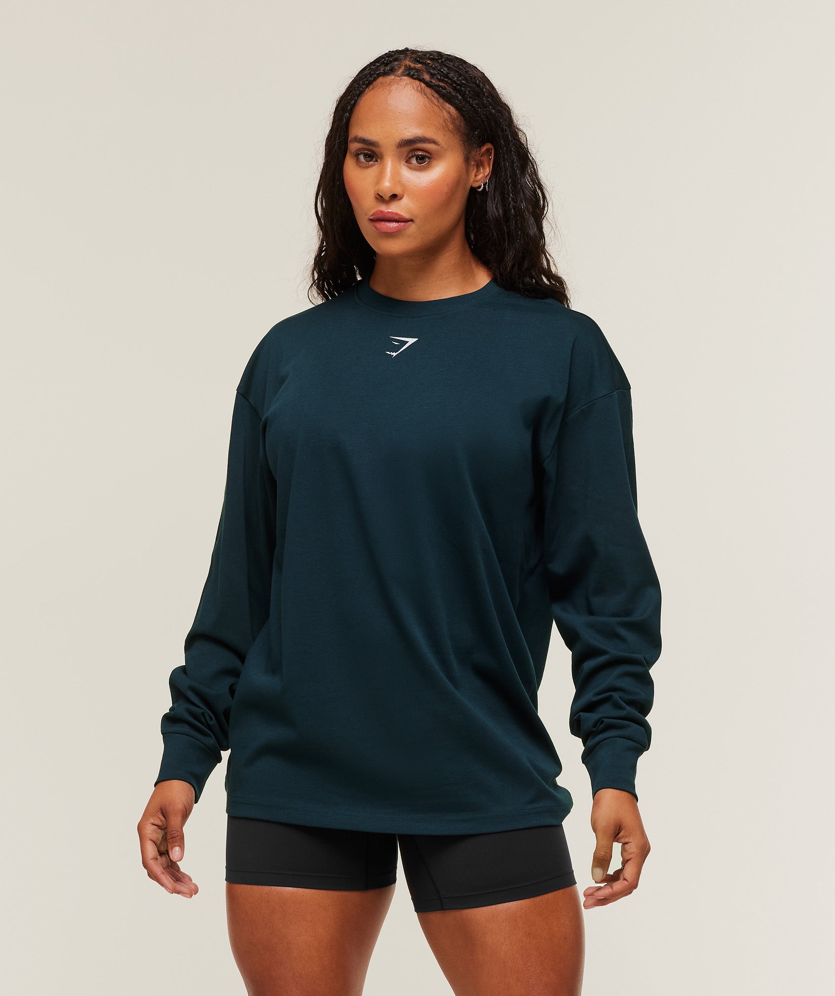 Gymshark Power Long Sleeve Top - Deep Petrol Blue/Smoke Blue