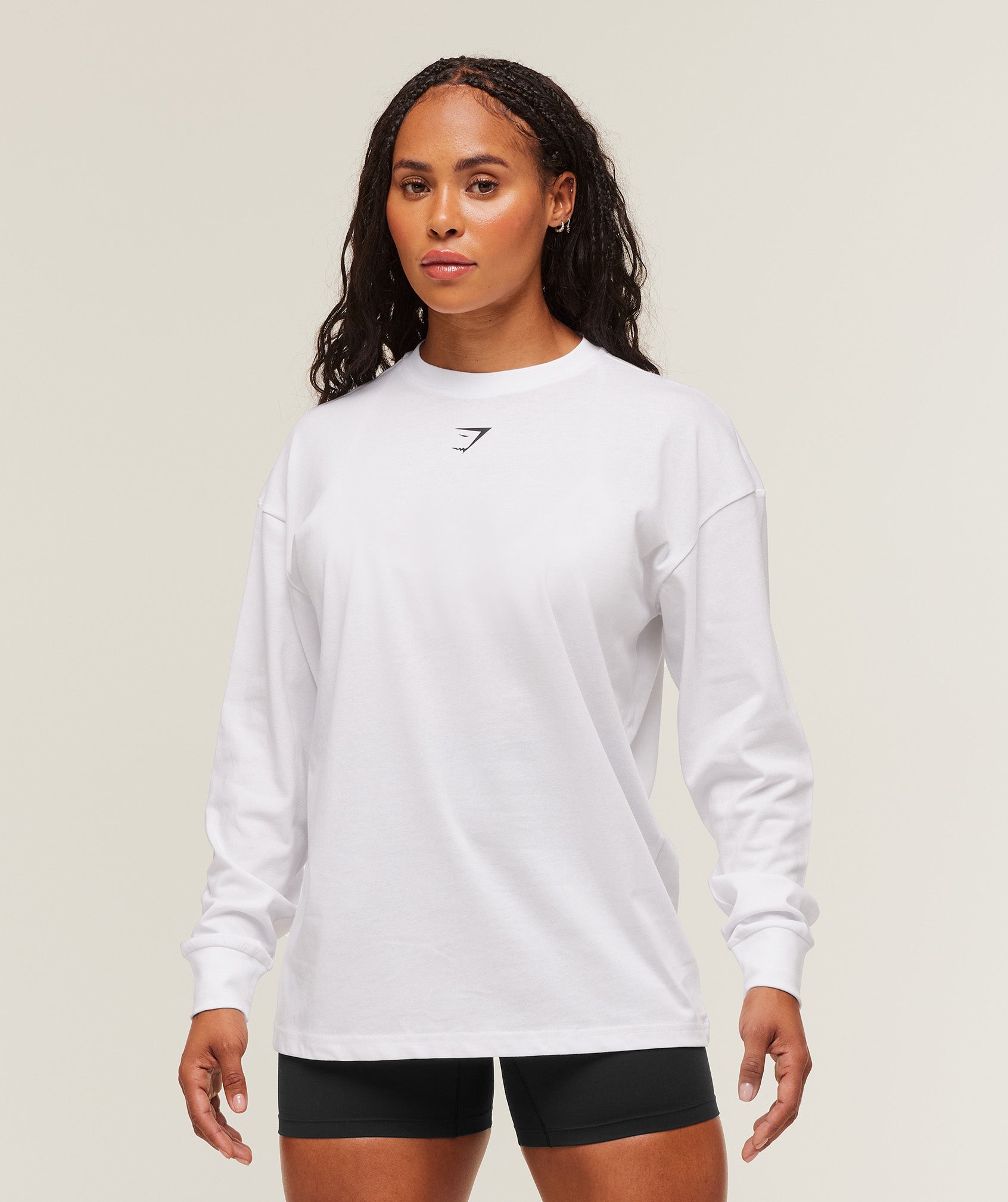 Gymshark Power Long Sleeve Top - White/Black