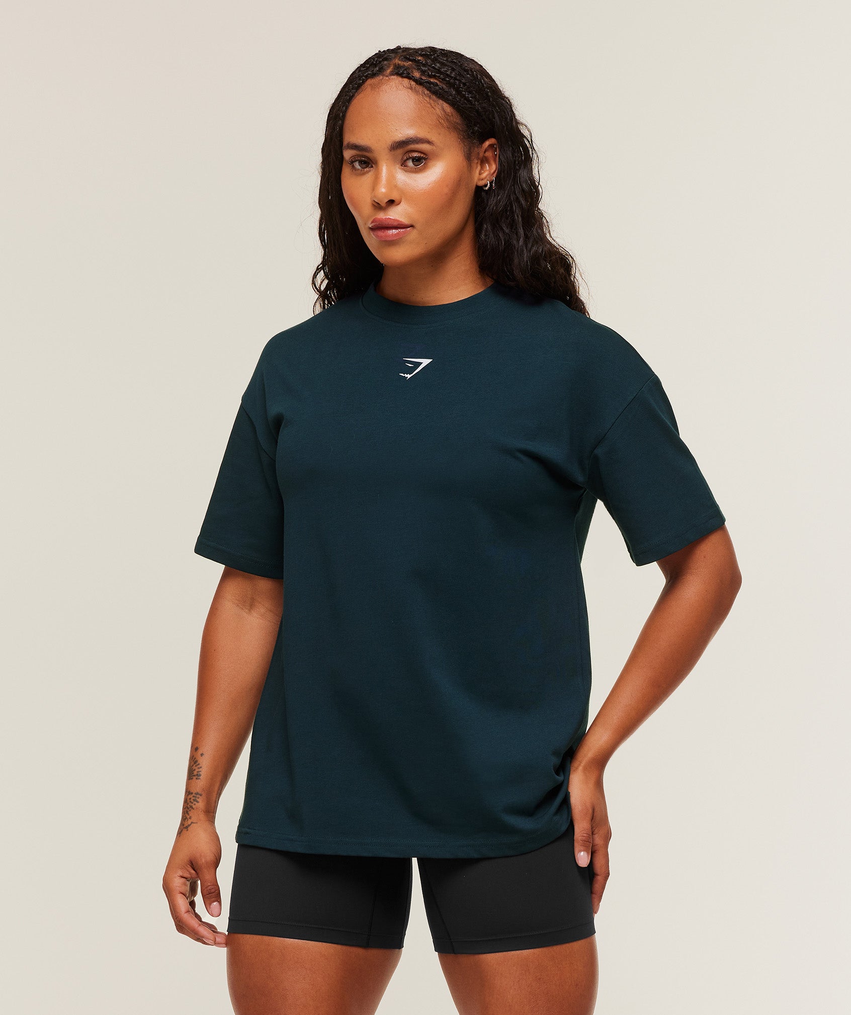 Gymshark Power Oversized T-Shirt - Deep Petrol Blue/Smoke Blue