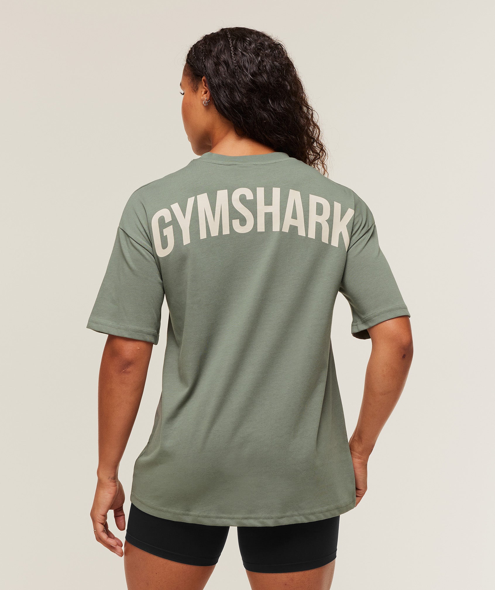 Gymshark Power Oversized T-Shirt - Unit Green/Oat White