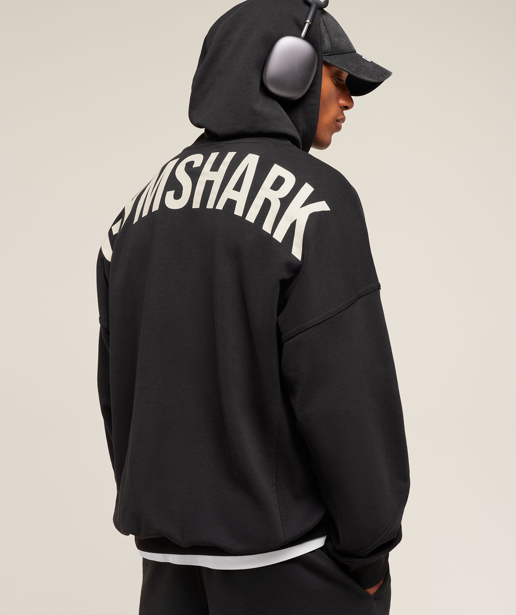 Gymshark Power Zip Up Hoodie - Black/Oat White