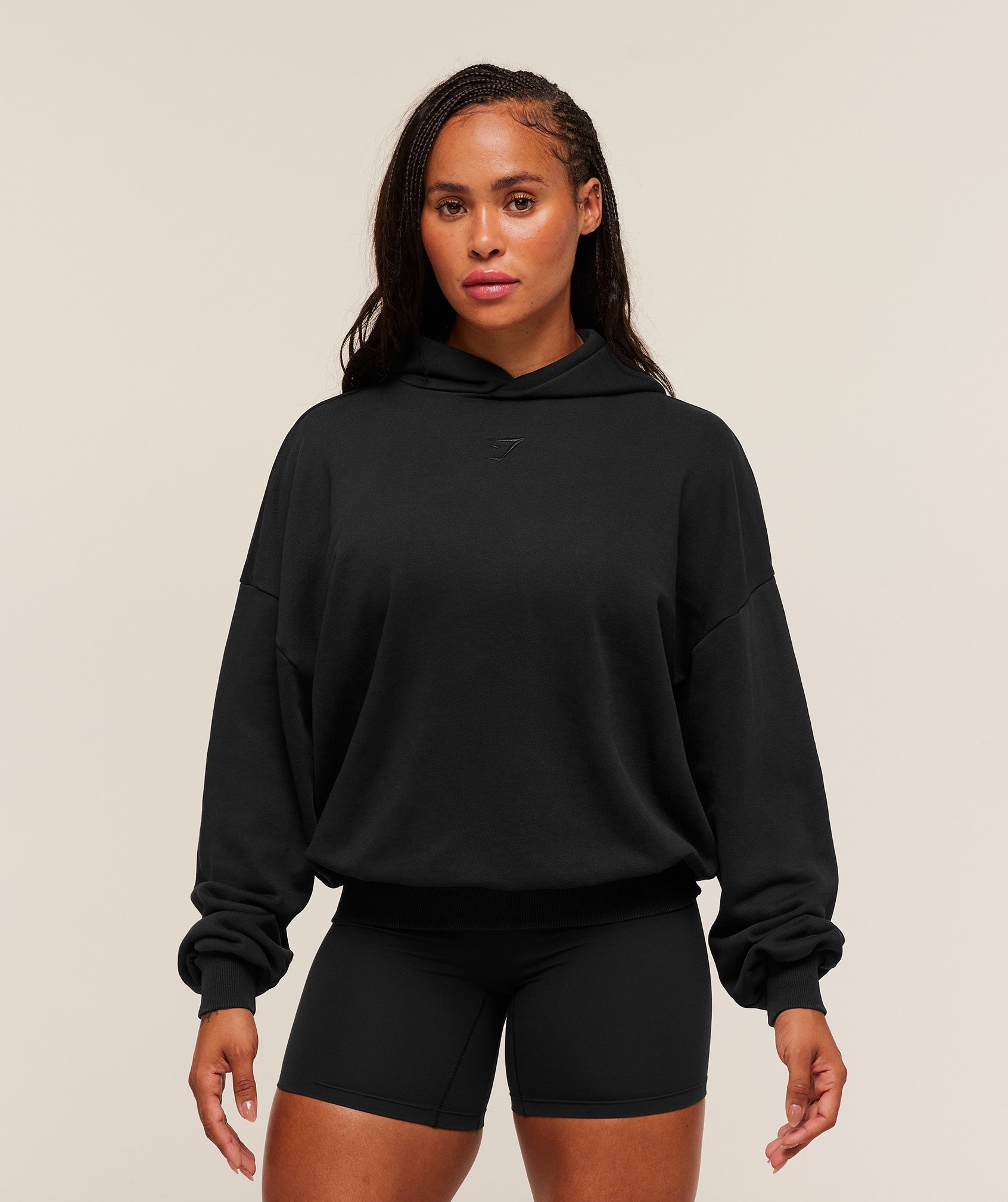 Gymshark Power Washed Oversized Hoodie - Black/Acid Wash Small Ball