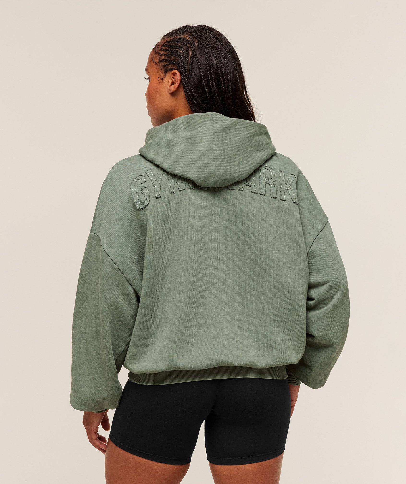 Gymshark Power Washed Oversized Hoodie - Unit Green/Acid Wash Small Ball