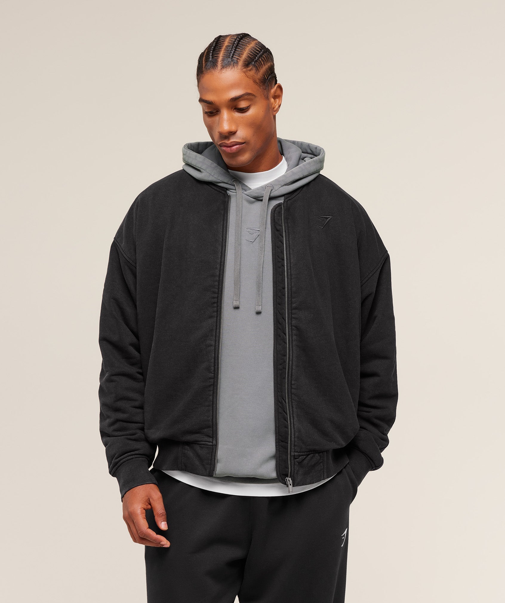 Gymshark Power Washed Jersey Track Jacket - GS Black