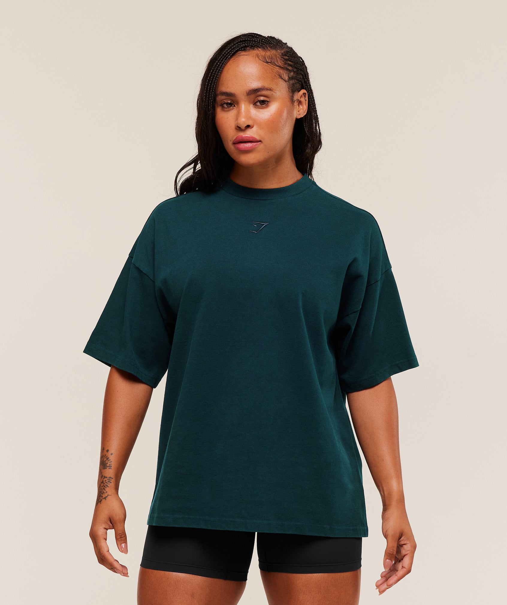 Gymshark Power Washed Oversized T-Shirt - Deep Petrol Blue/Acid Wash Small Ball