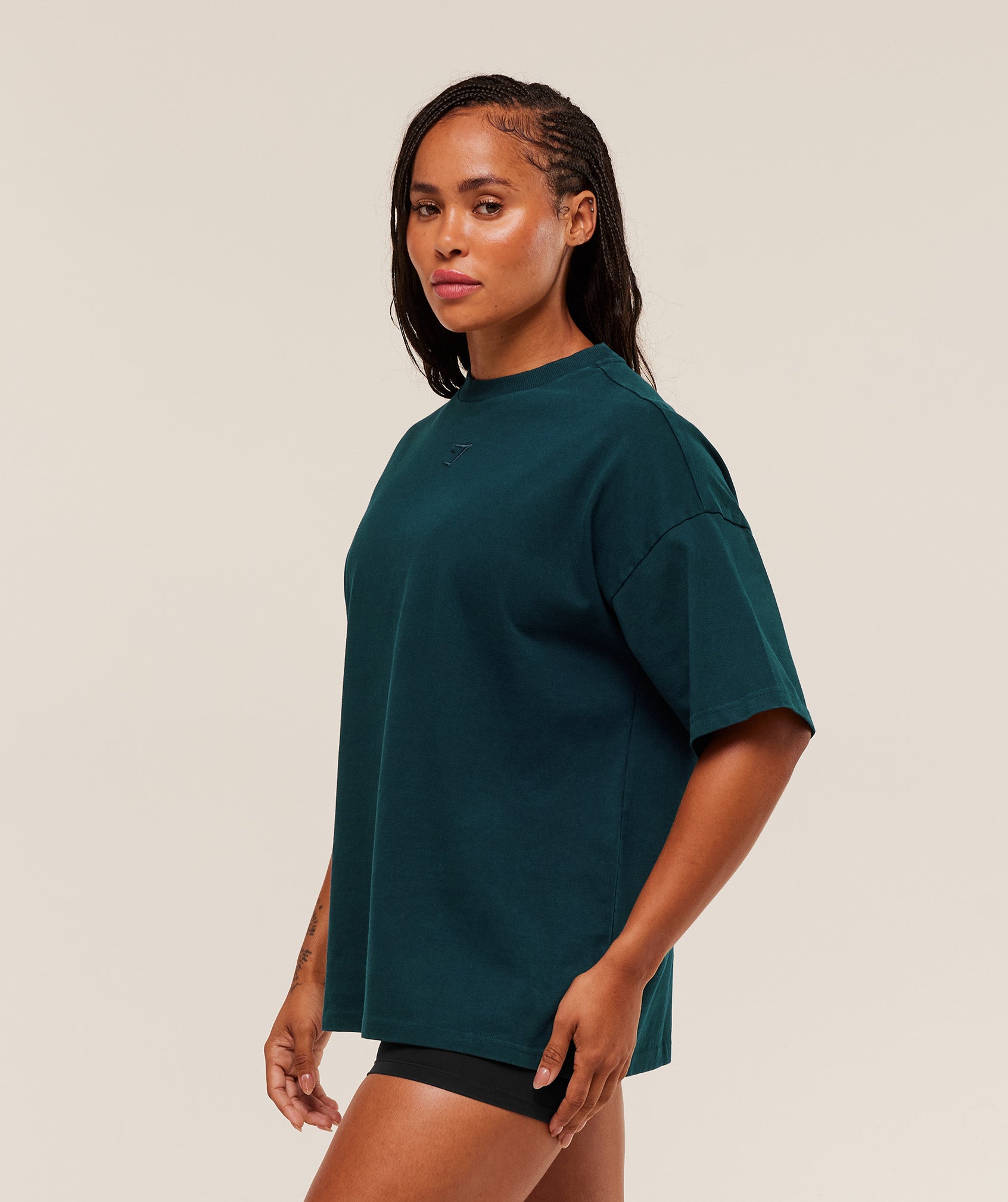 Gymshark Power Washed Oversized T-Shirt - Deep Petrol Blue/Acid Wash Small Ball