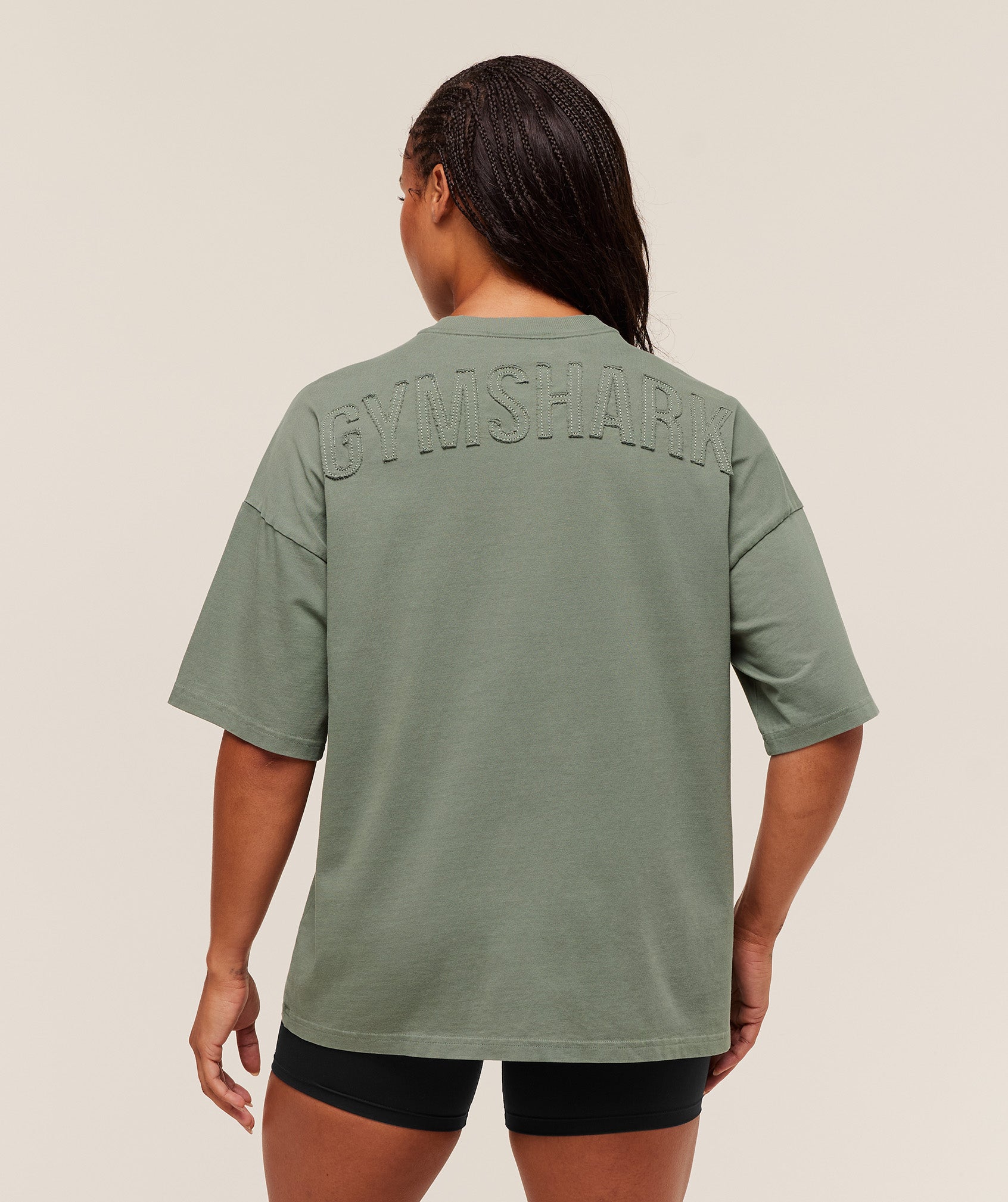 Gymshark Power Washed Oversized T-Shirt - Unit Green/Acid Wash Small Ball