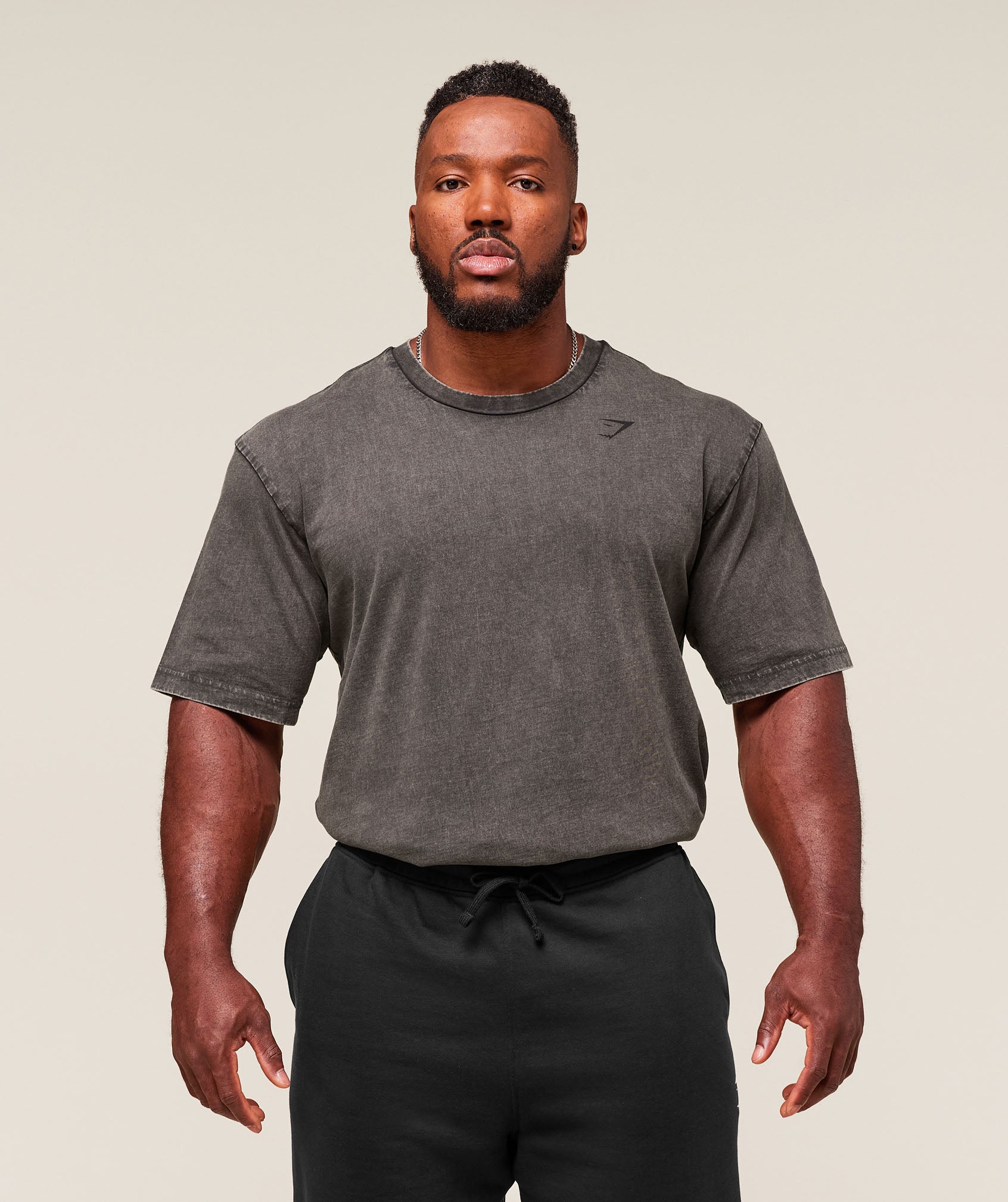 Gymshark Power Washed T-Shirt - Onyx Grey/Acid Wash Small Ball