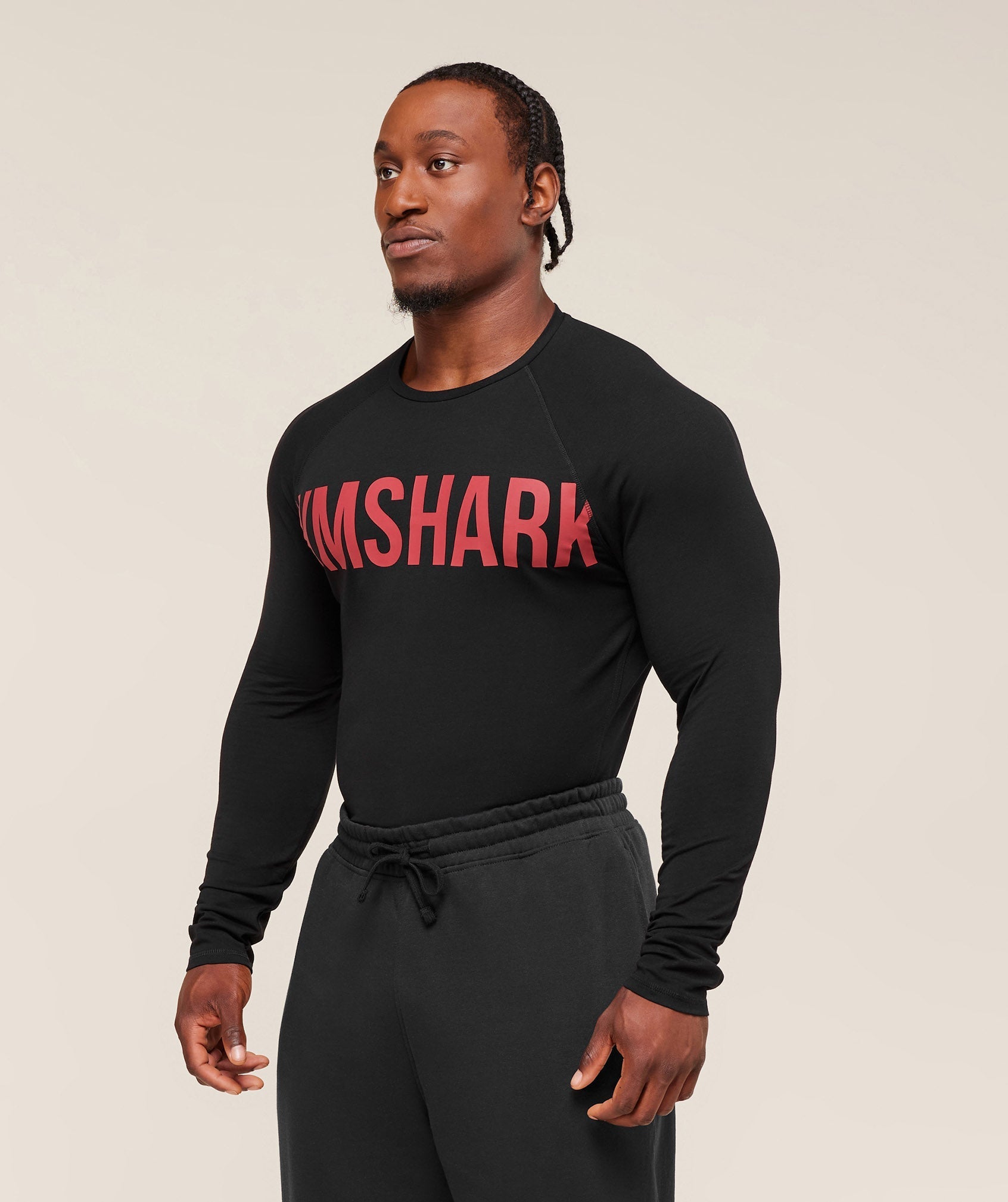 Gymshark Prime Long Sleeve T-Shirt - Black/Vivid Red