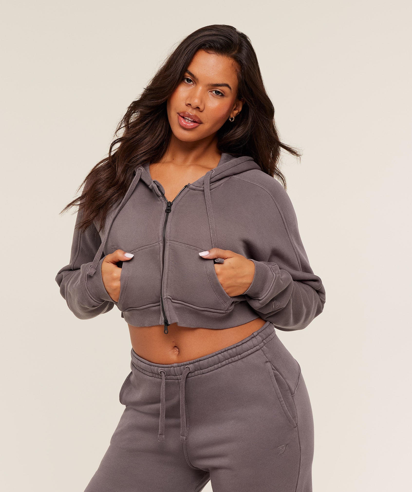Gymshark Pump Zip Through Hoodie - GS Cool Brown/WASH