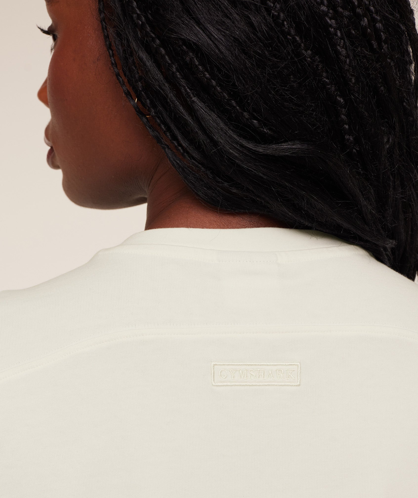 Gymshark Pump Cover Structured Fleece Top - Soft White/Wash