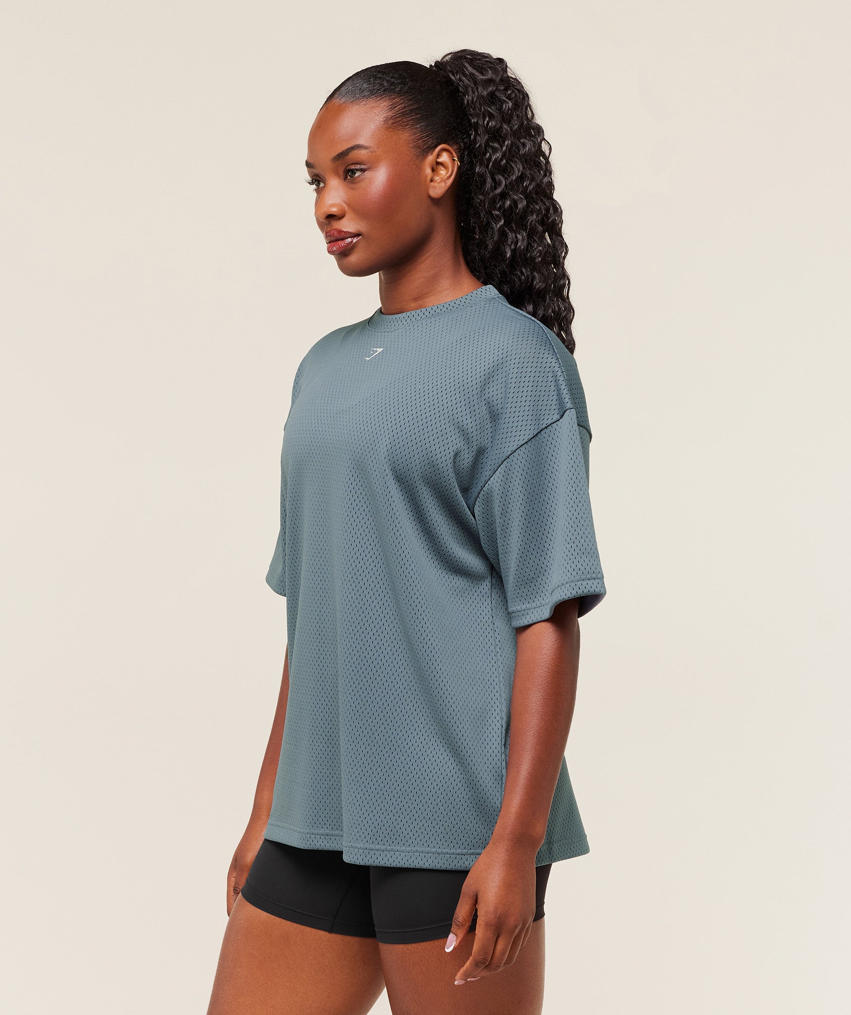 Gymshark Lifting Mesh Oversized Tee - Iron Blue