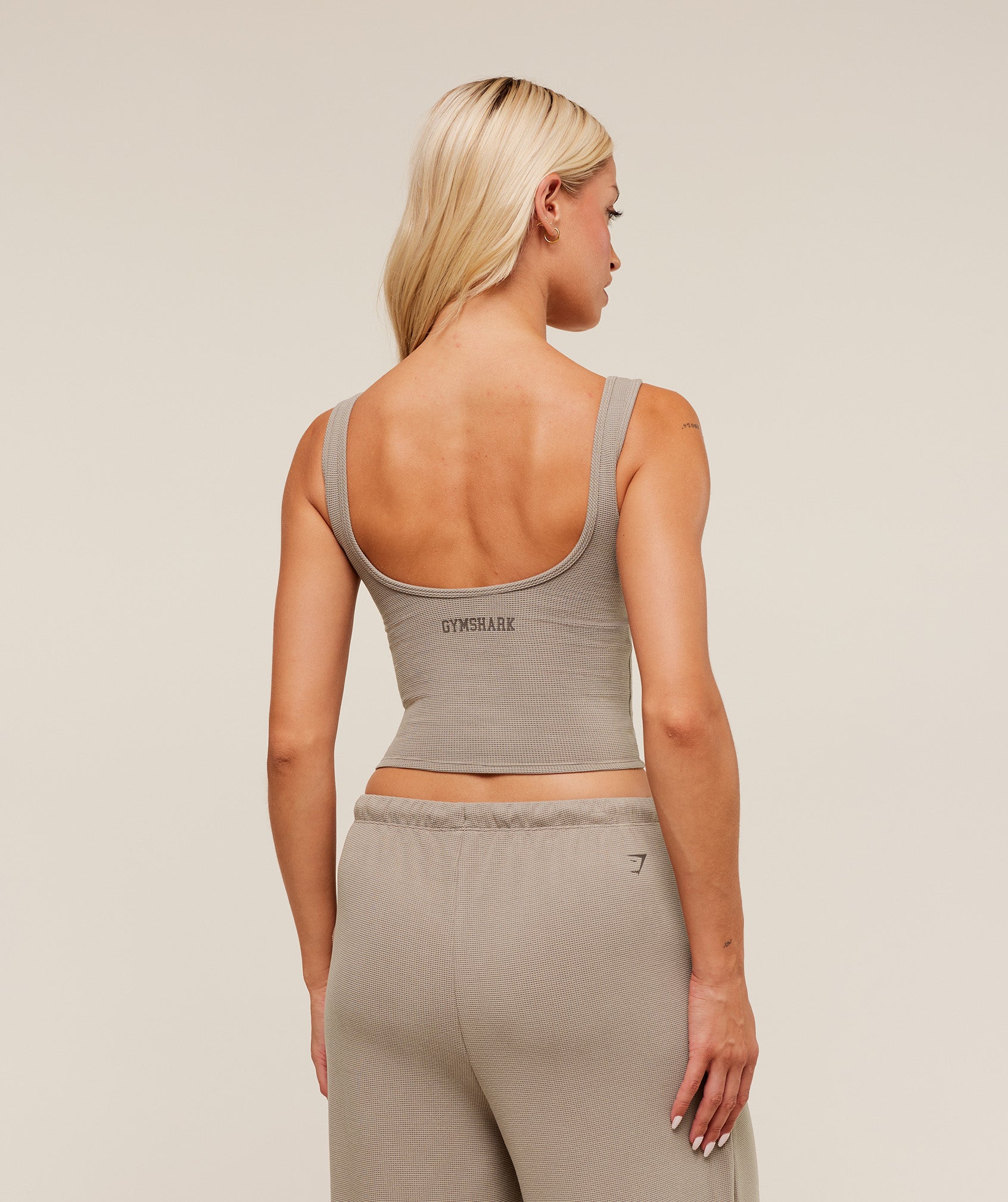 Gymshark Waffle Cropped Tank - Lifestyle Brown