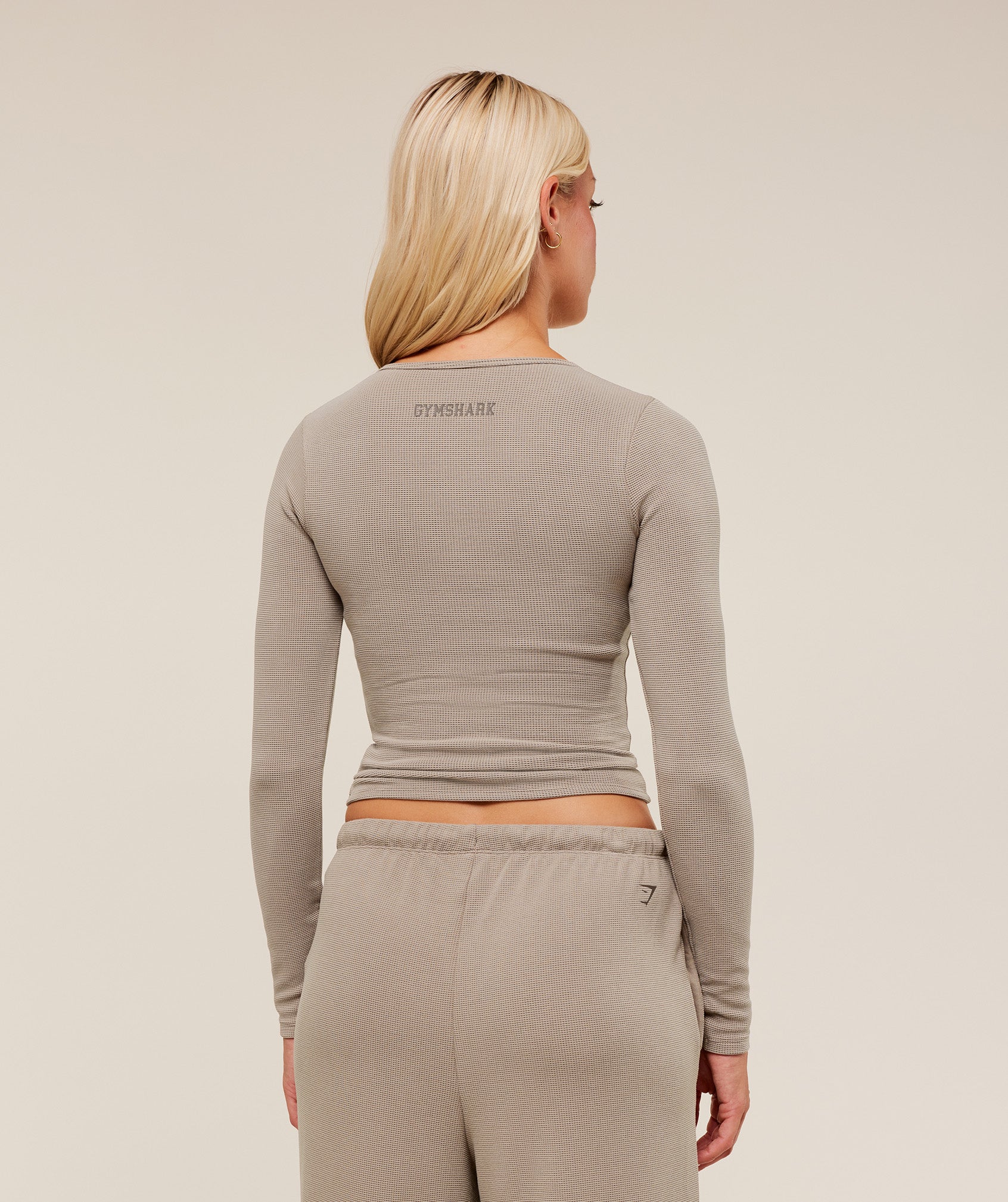 Gymshark Waffle Long Sleeve Top - Lifestyle Brown